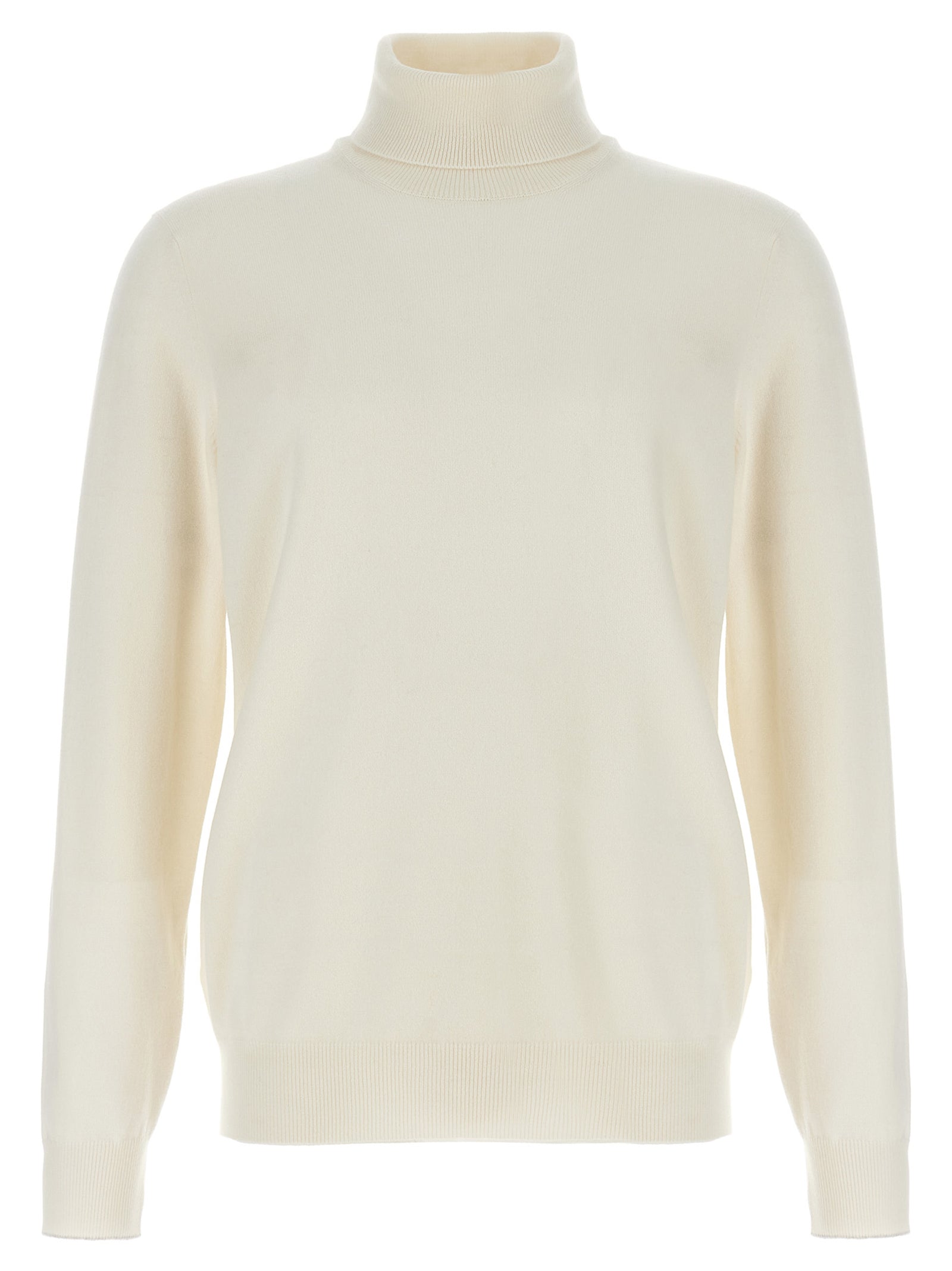 Brunello Cucinelli-Cashmere Turtleneck Sweater Maglioni Bianco-Uomo