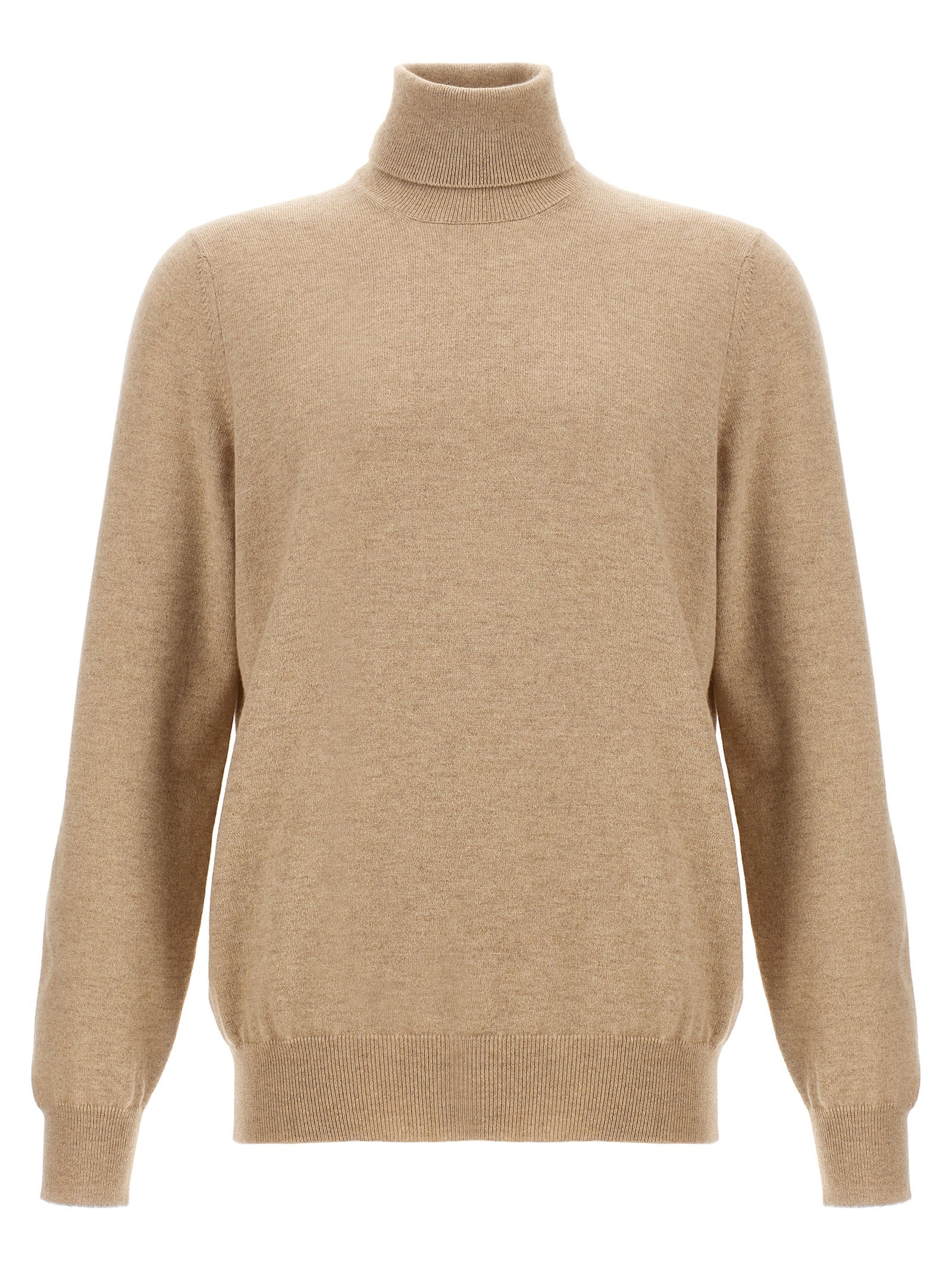 Brunello Cucinelli-Cashmere Turtleneck Sweater Maglioni Beige-Uomo