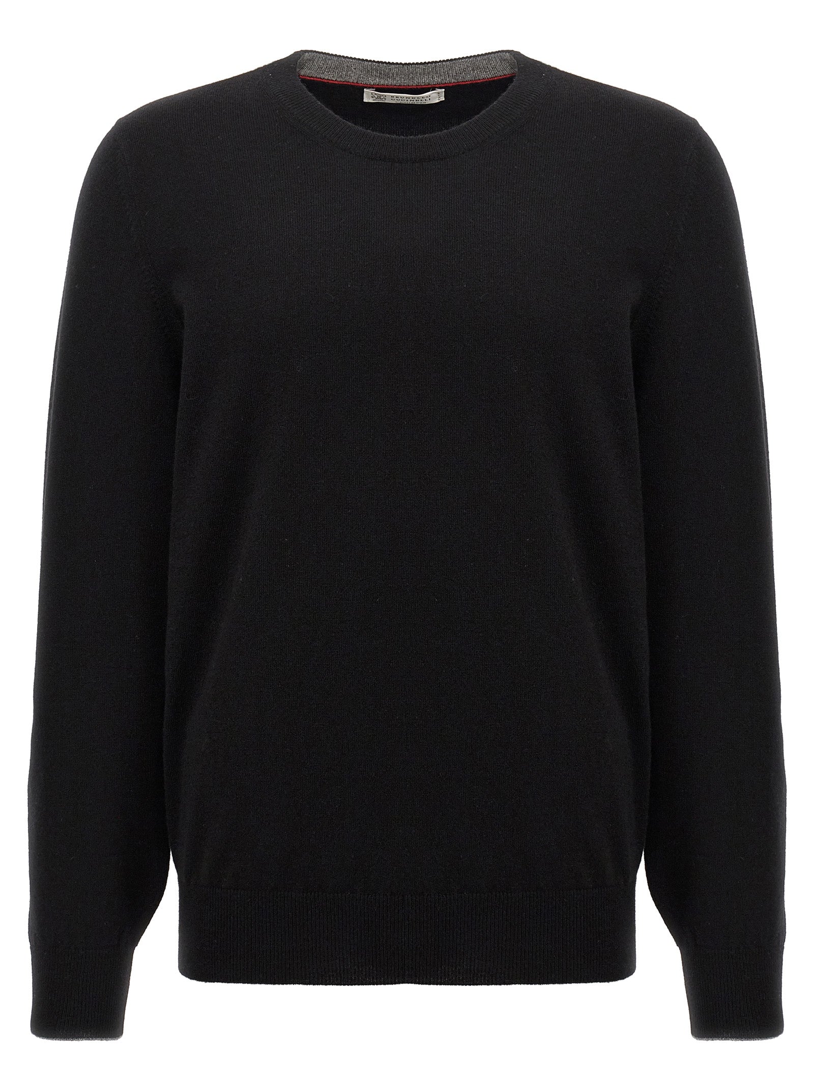 Brunello Cucinelli-Cashmere Sweater Maglioni Nero-Uomo