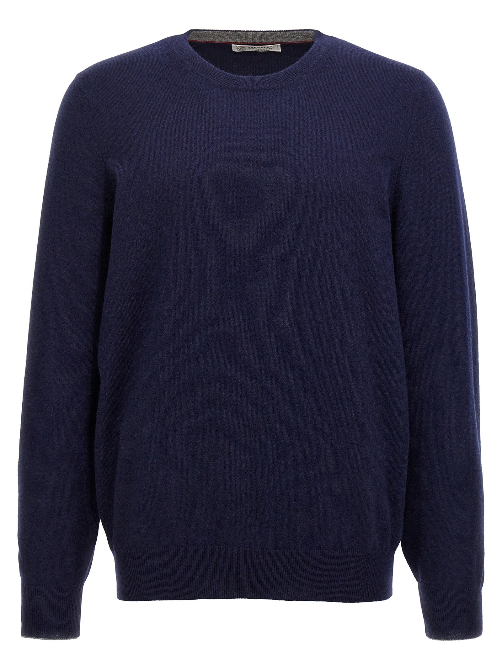 Brunello Cucinelli-Cashmere Sweater Maglioni Blu-Uomo