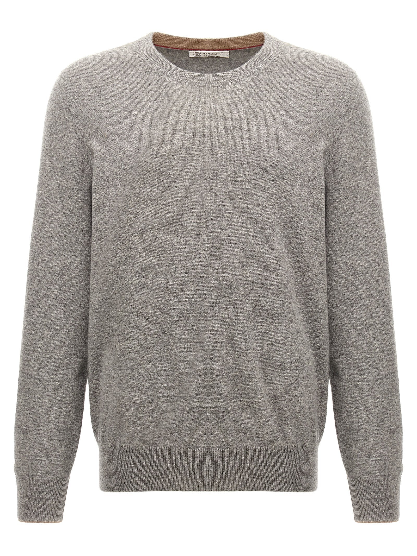 Brunello Cucinelli-Cashmere Sweater Maglioni Grigio-Uomo