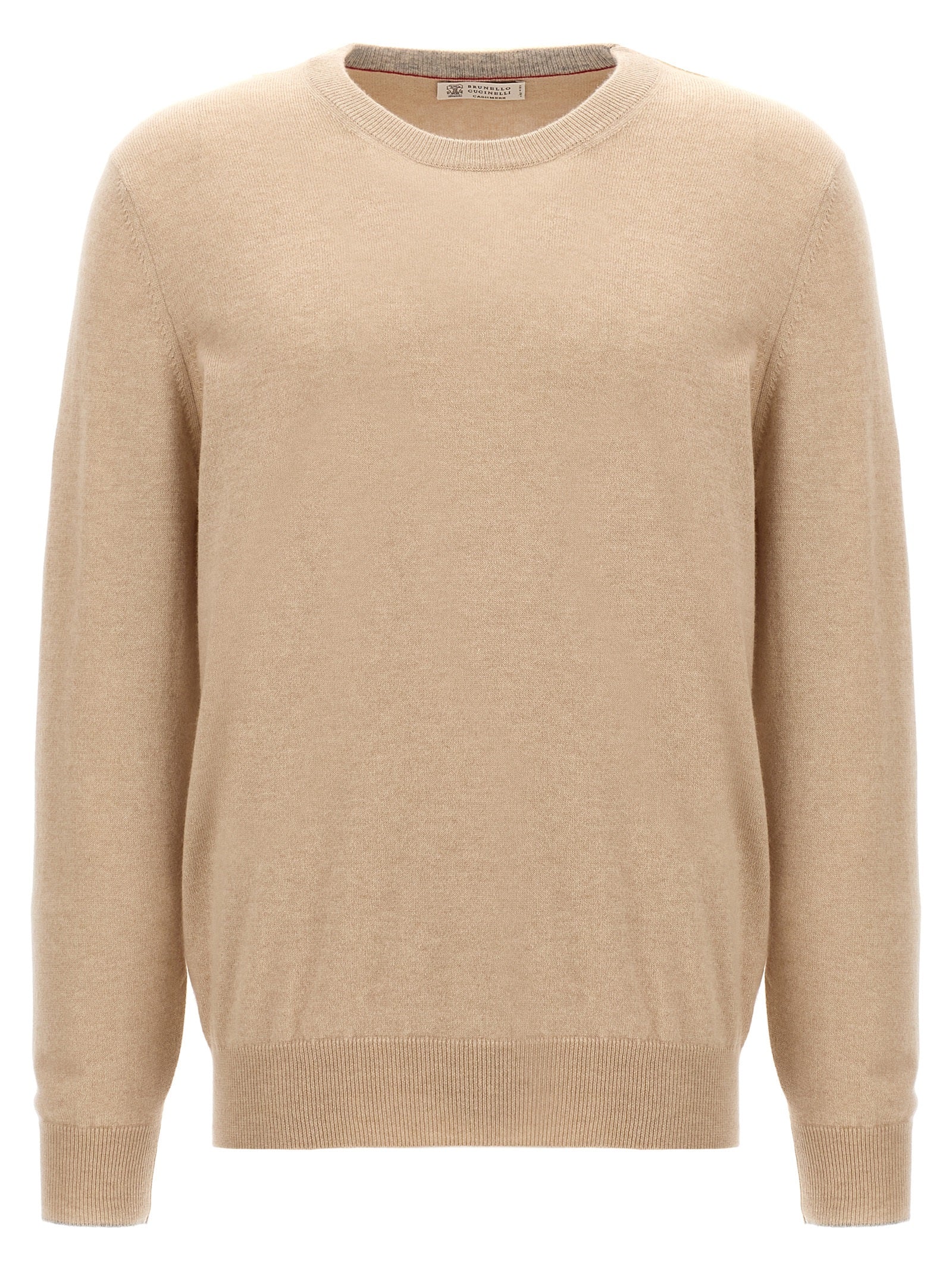 Brunello Cucinelli-Cashmere Sweater Maglioni Beige-Uomo