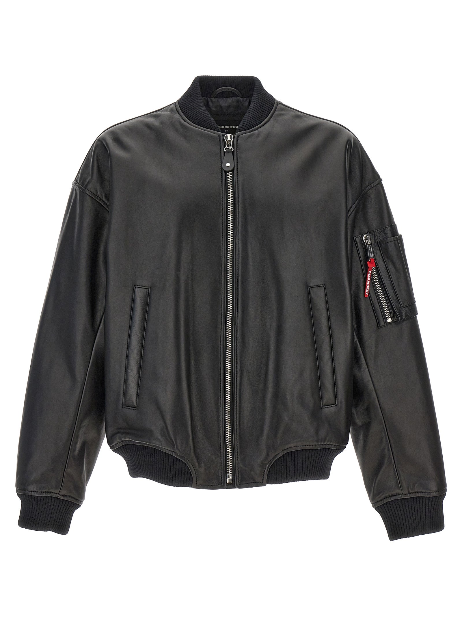 Dsquared2-Leather Bomber Jacket Giacche Nero-Uomo