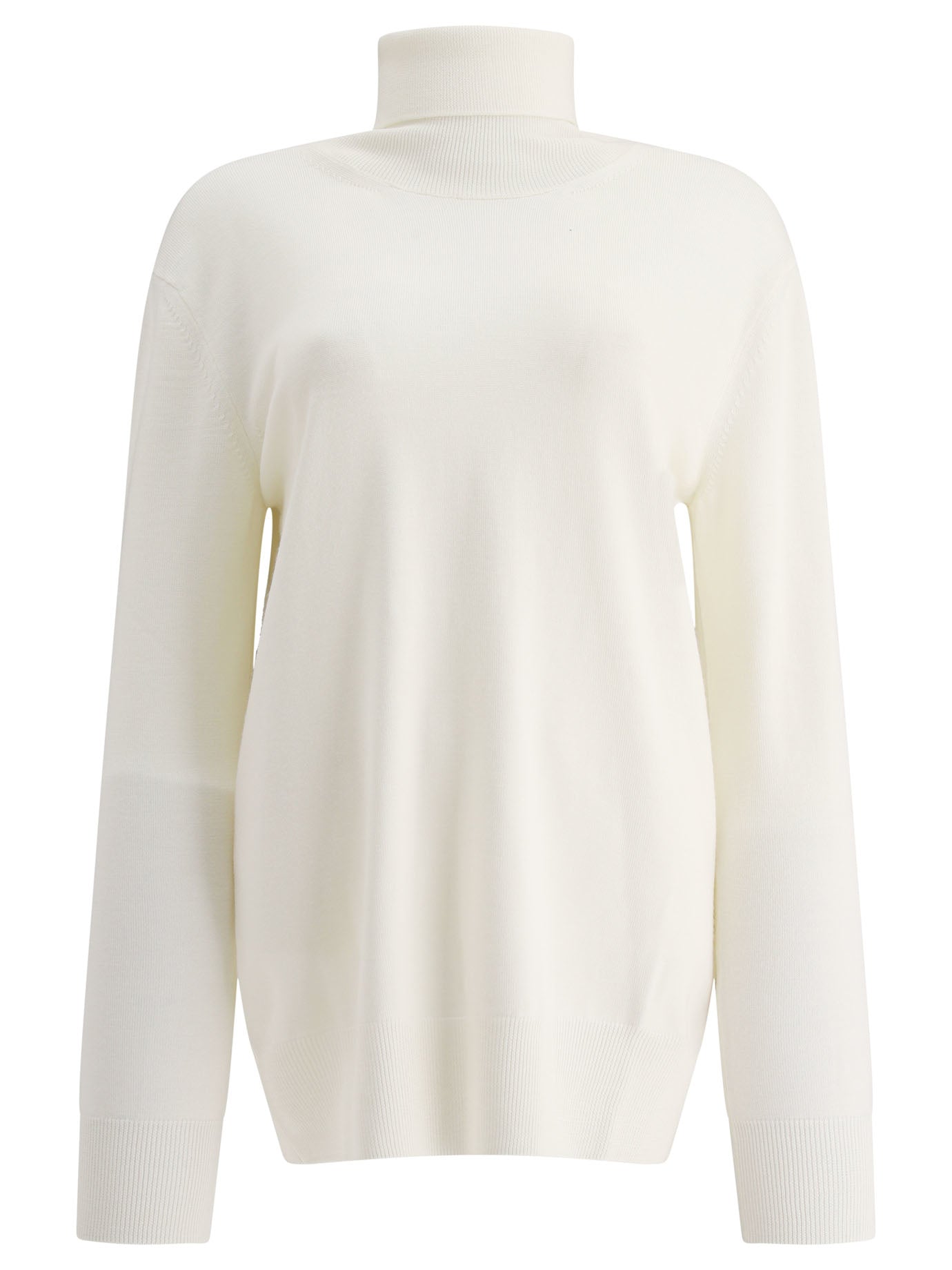 Jil Sander-Lighweight Turtleneck Sweater Knitwear Bianco-Donna