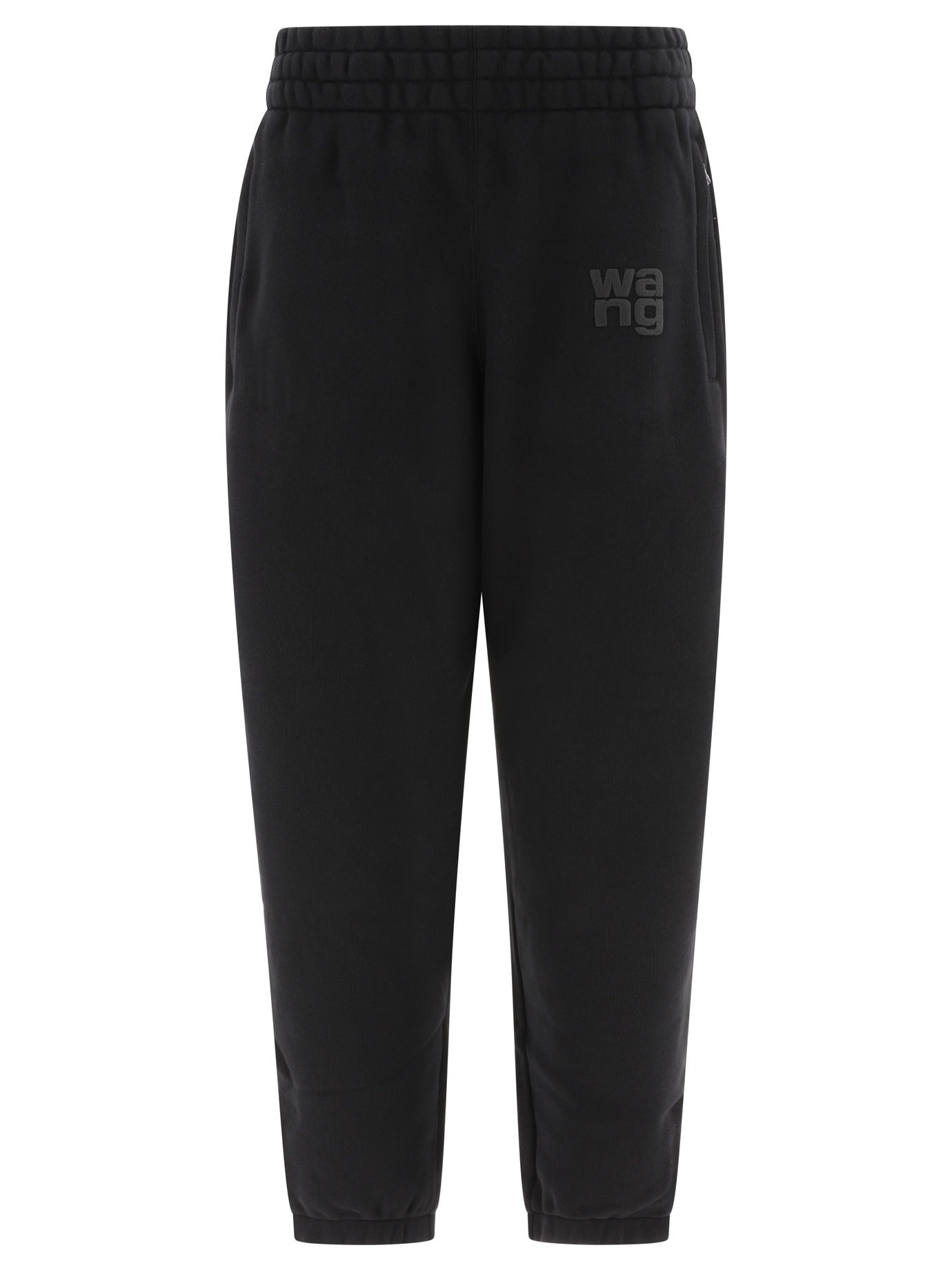 Alexander Wang-Joggers With Rubberised Logo Trousers Nero-Donna