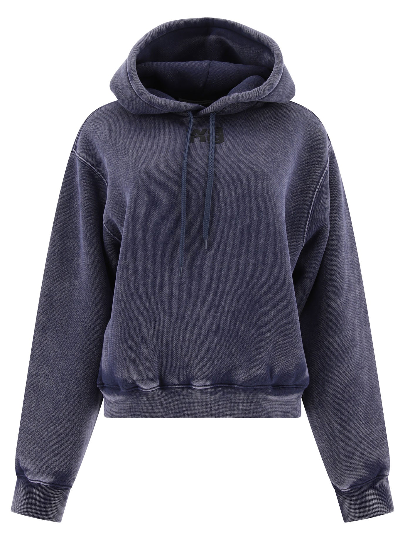 Alexander Wang-Puff Logo Hoodie In Structured Terry Sweatshirts Blu-Donna