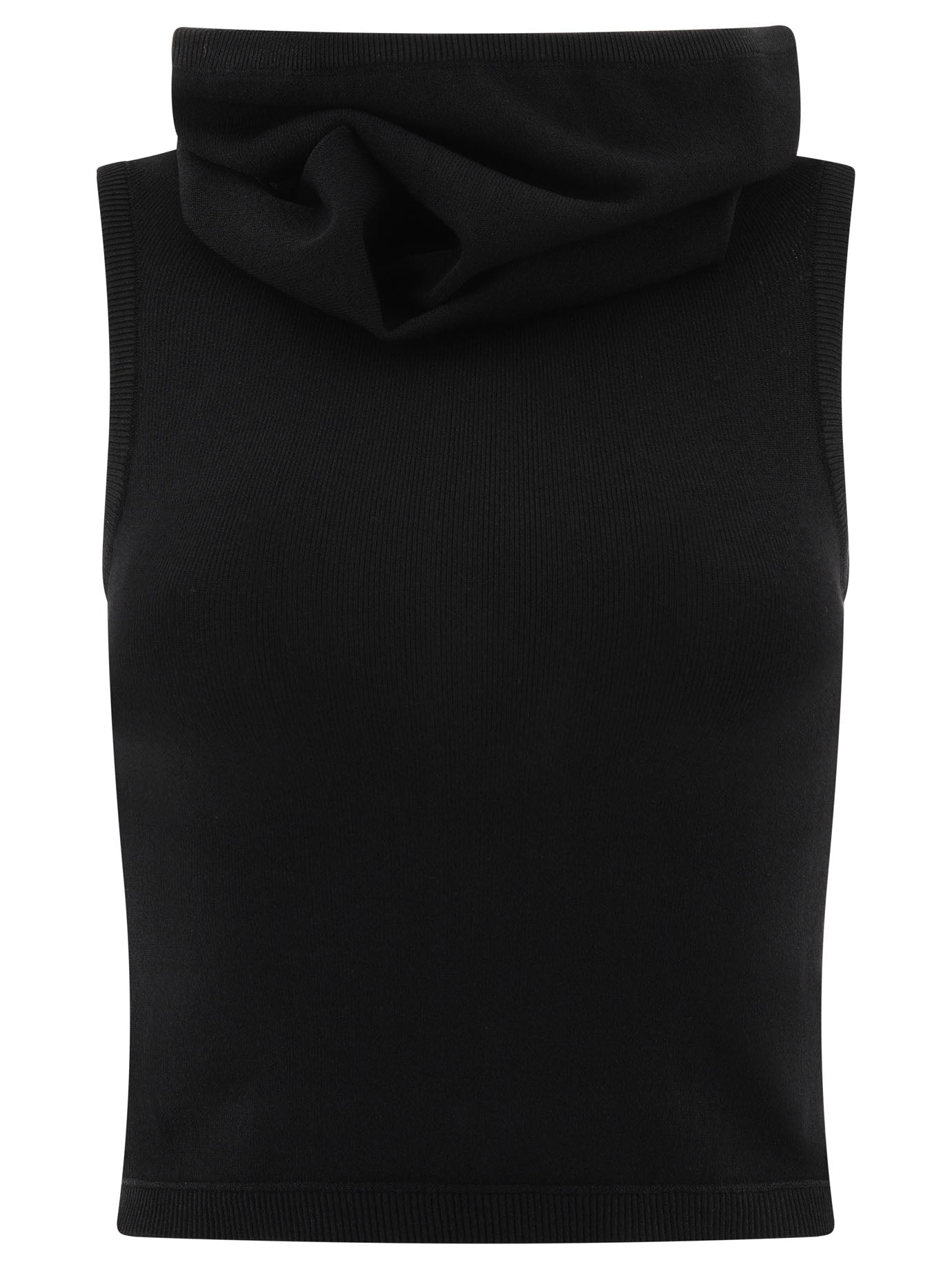 AlaïA-Hooded Knit Top Top Nero-Donna