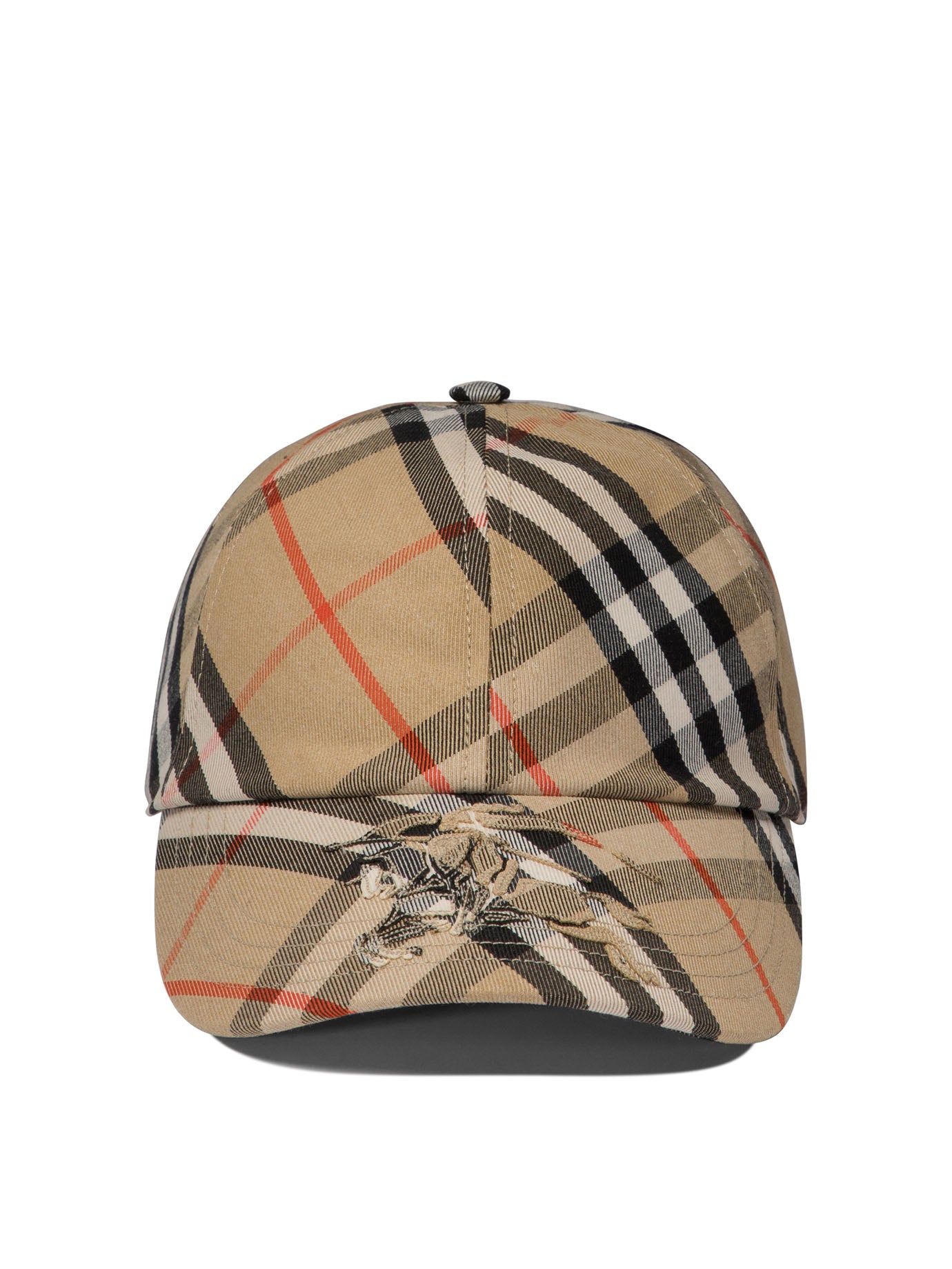 Burberry-Check Cotton Blend Baseball Cap Cappelli Beige-Uomo