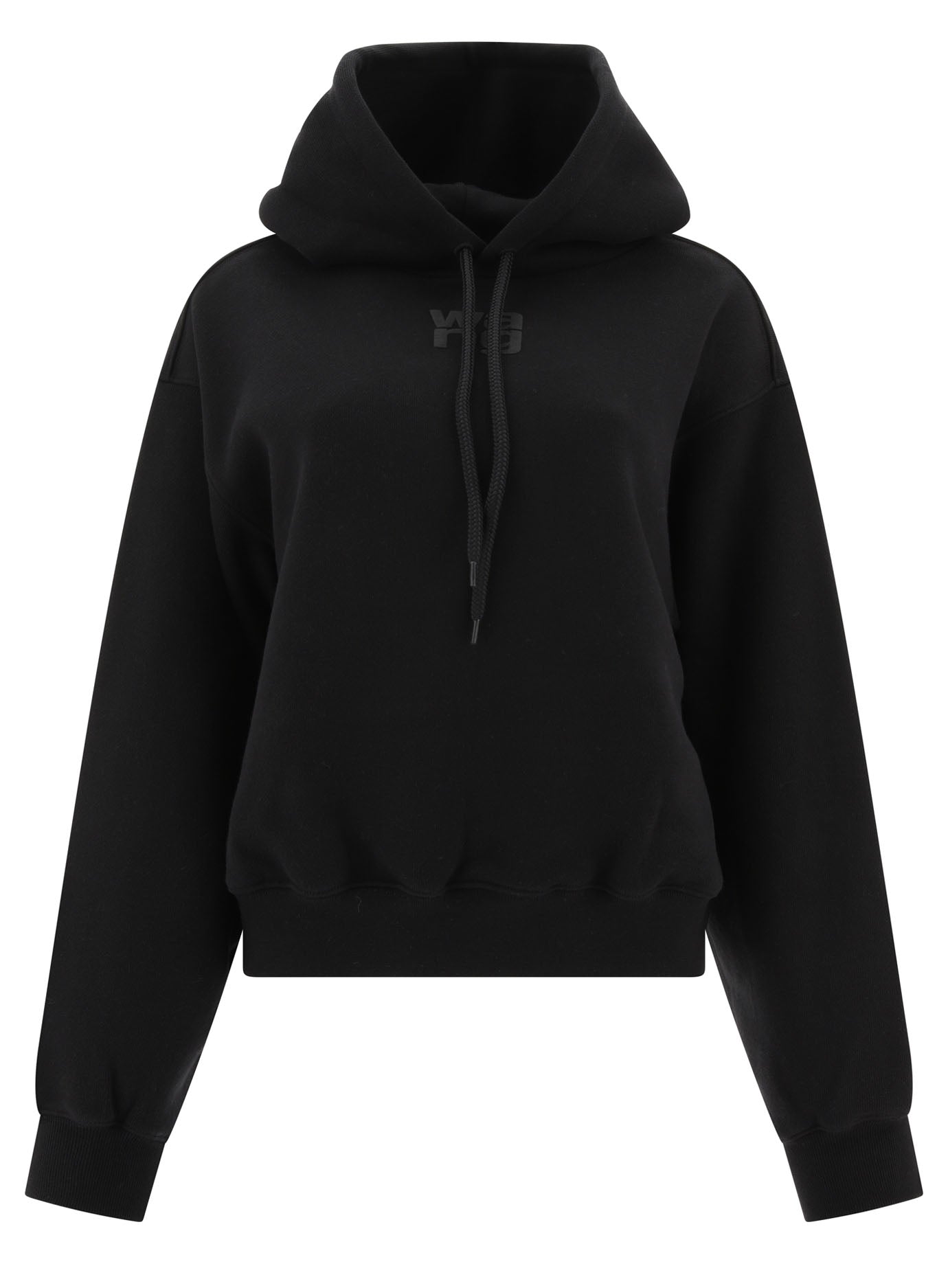 Alexander Wang-Puff Logo Hoodie In Structured Terry Sweatshirts Nero-Donna