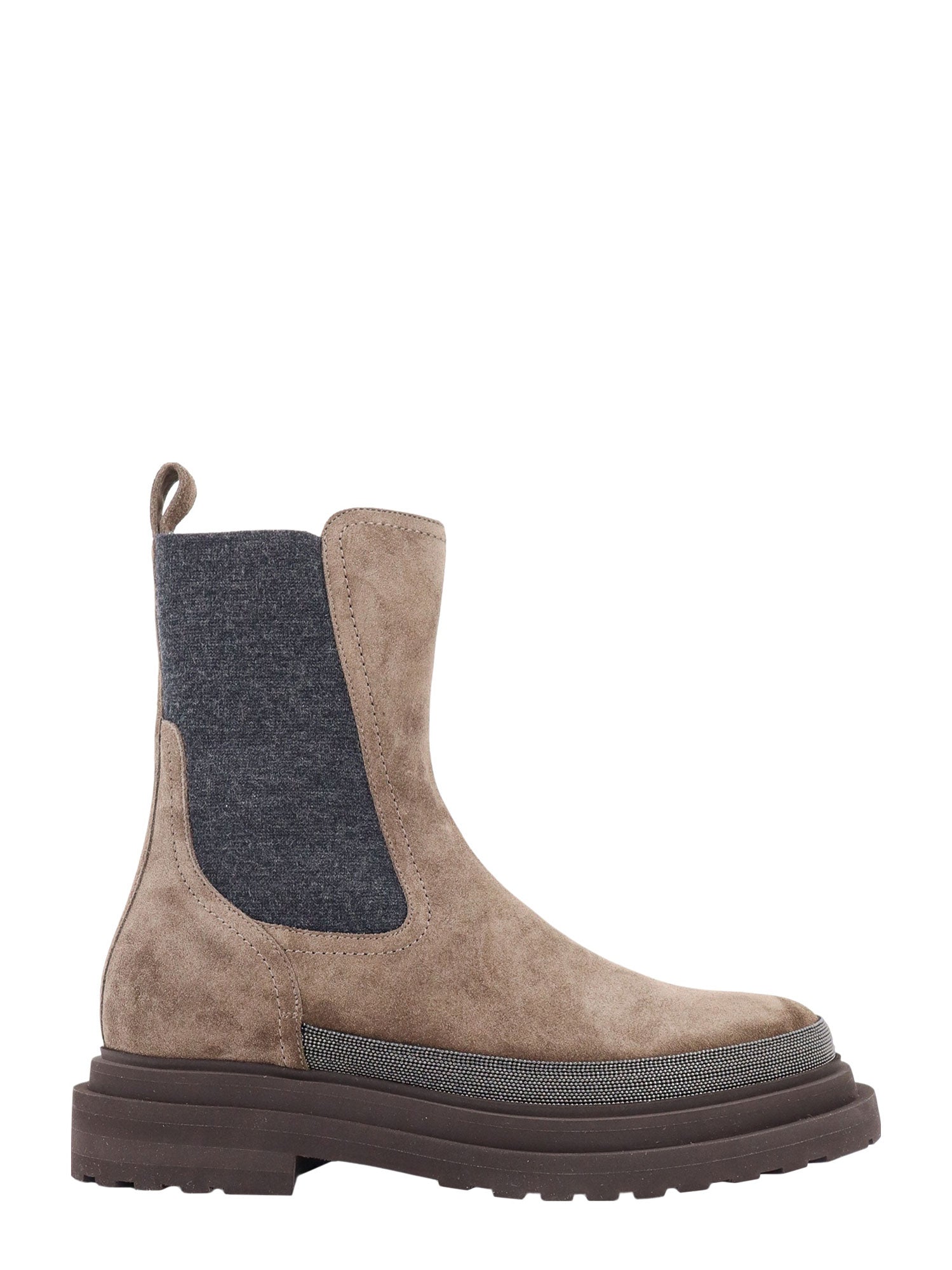 Brunello Cucinelli-Stivaletti in suede con Precious Contour-Donna