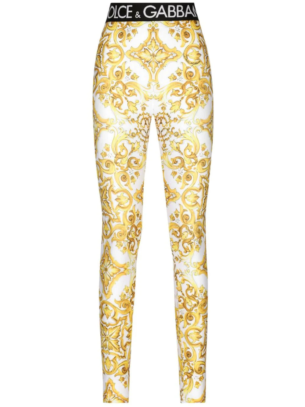 Dolce & Gabbana-Leggings con stampa maioliche-Donna