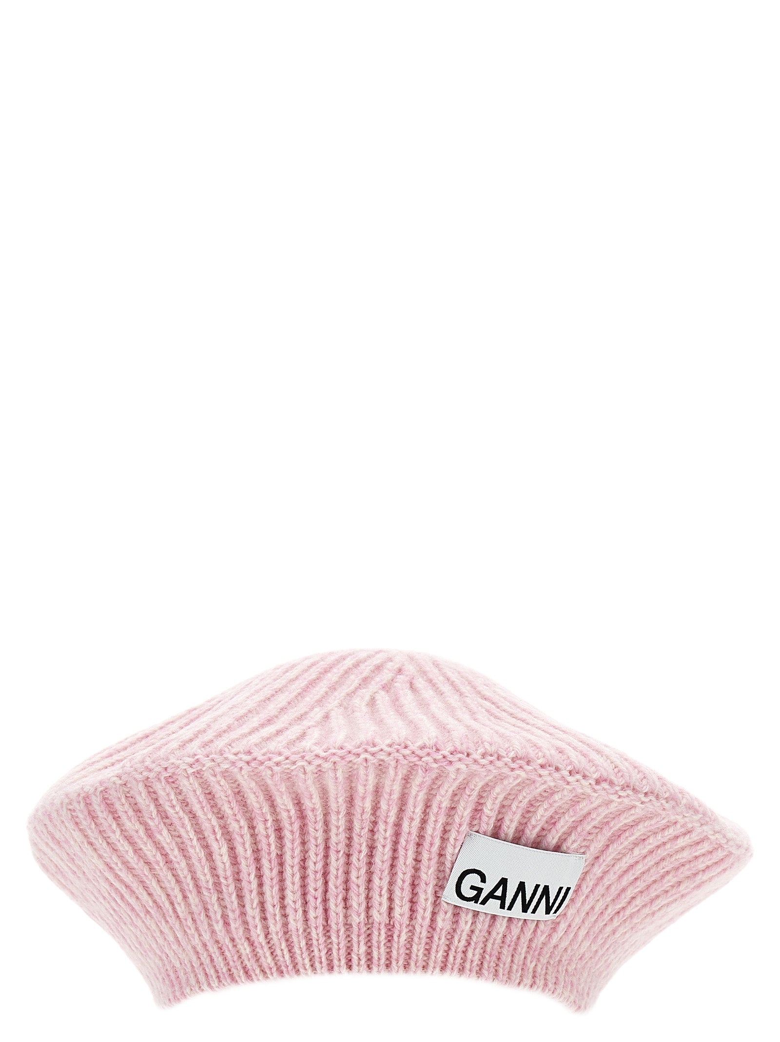 Ganni-Logo Ribbed Beanie Cappelli Rosa-Donna