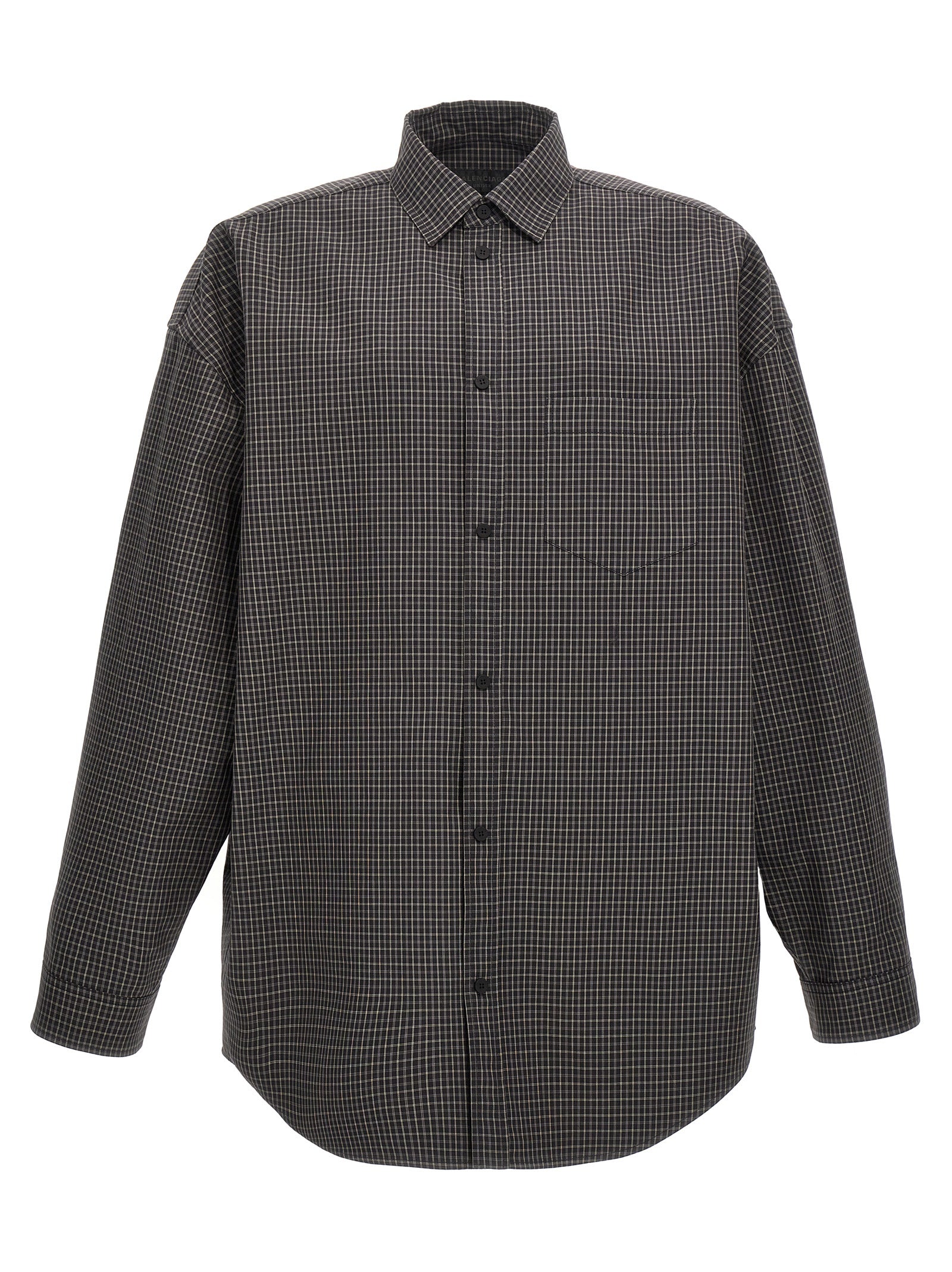 Balenciaga-Checkered Overshirt Camicie Nero-Uomo