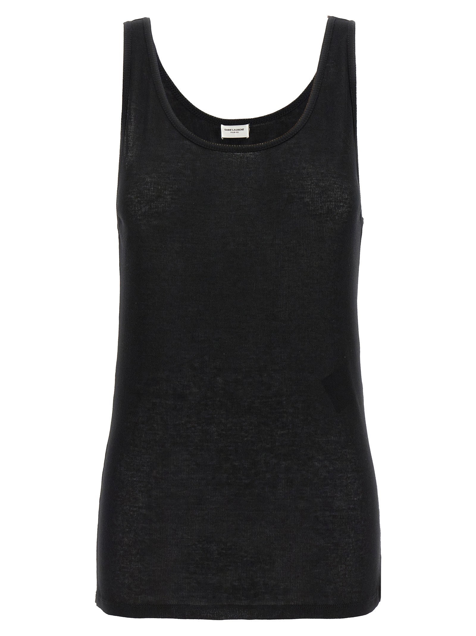 Saint Laurent-Rib Top Top Nero-Donna