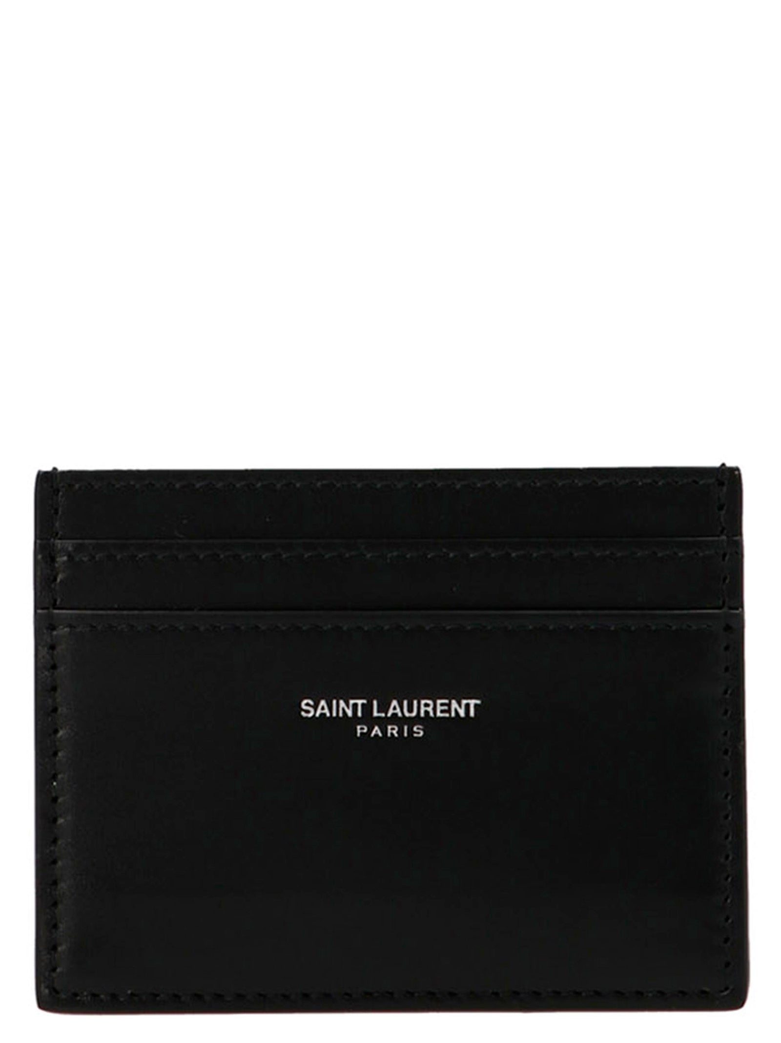 Saint Laurent-Logo Card Holder Portafogli Nero-Uomo