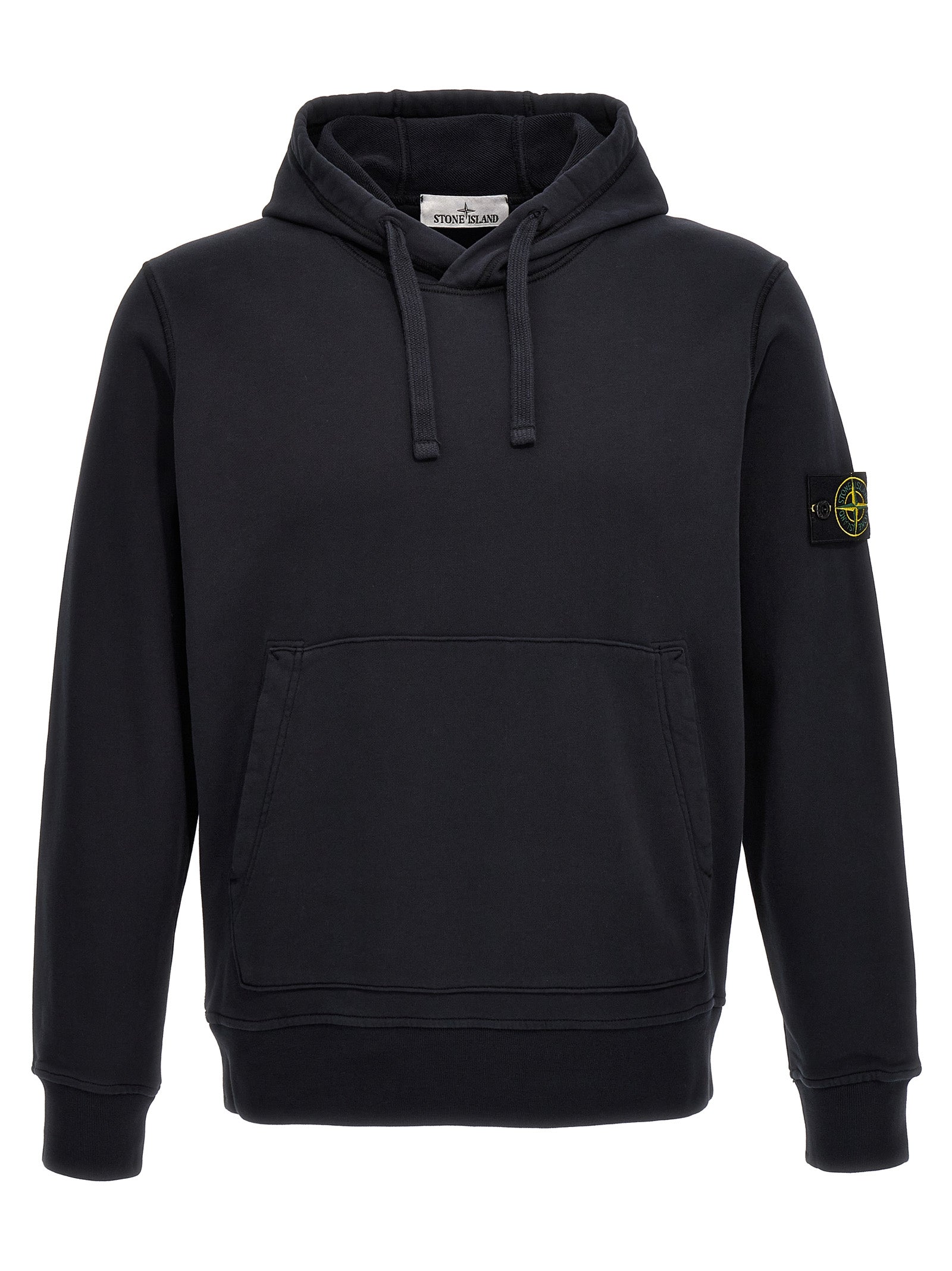 Stone Island-Logo Hoodie Felpe Blu-Uomo