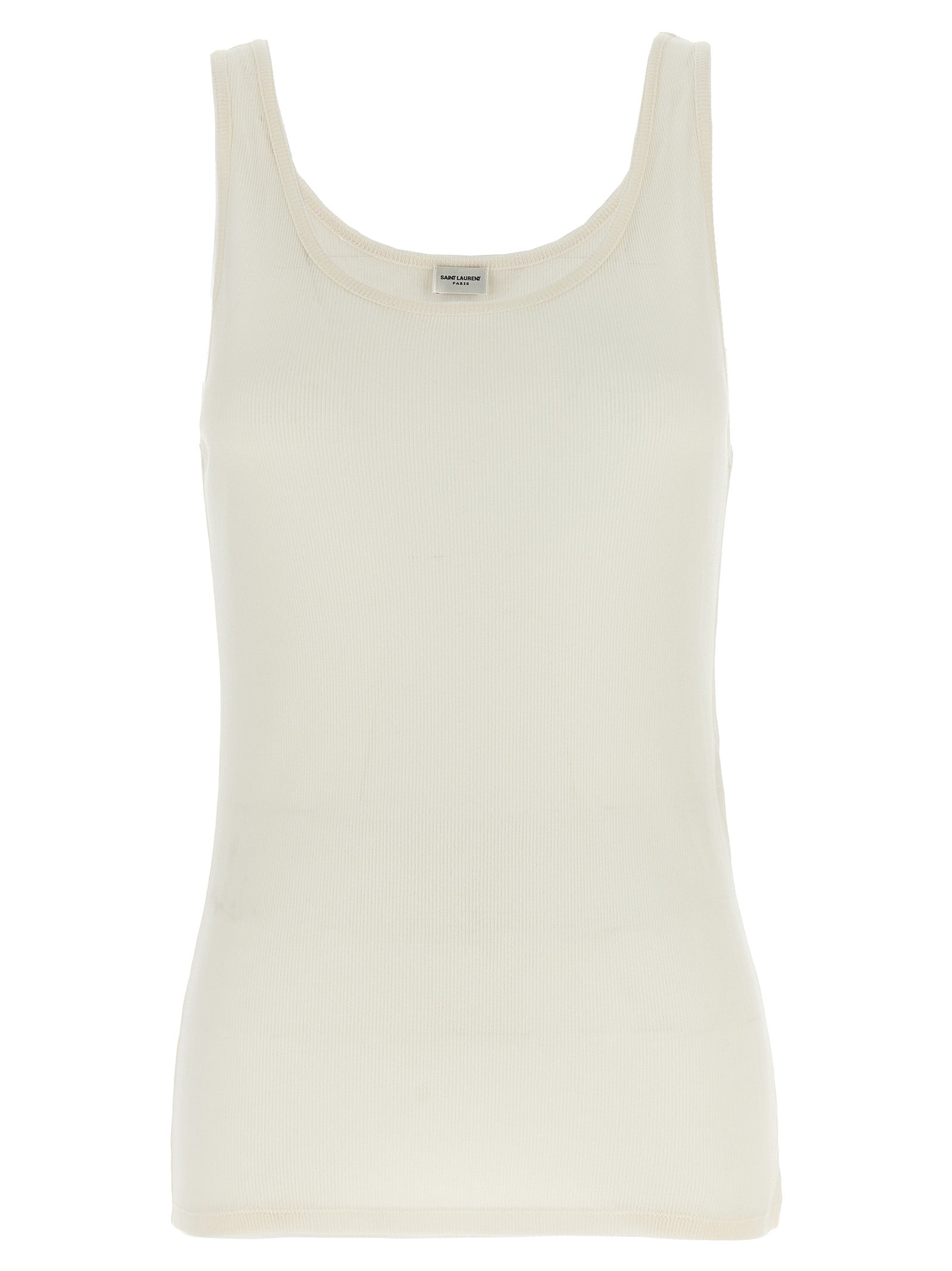 Saint Laurent-Rib Top Top Bianco-Donna