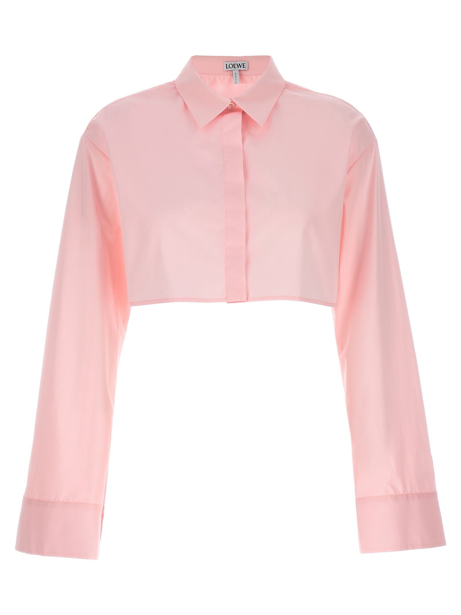 Loewe-Cropped Cotton Shirt Camicie Rosa-Donna