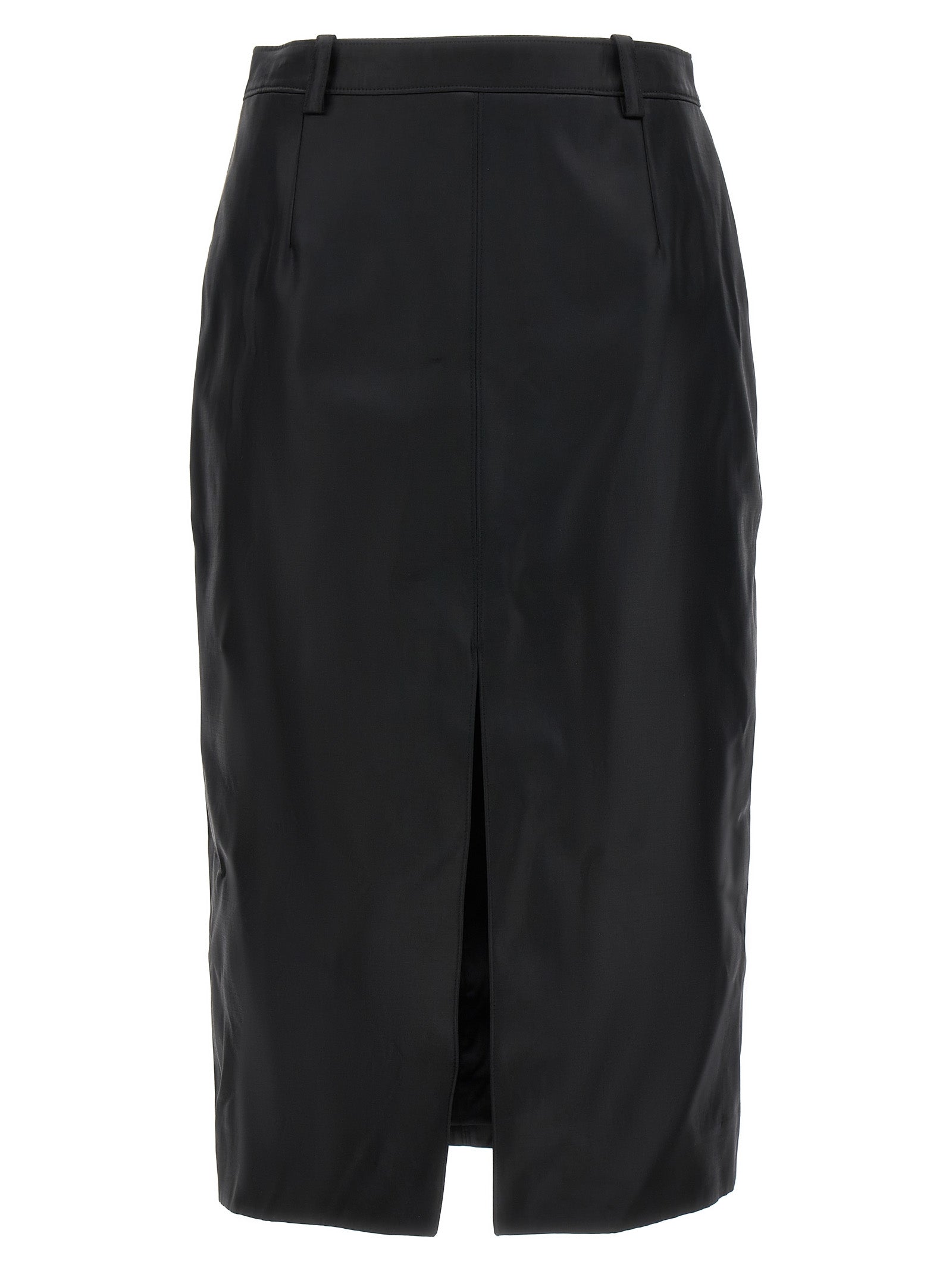 Saint Laurent-Shiny Gabardine Skirt Gonne Nero-Donna