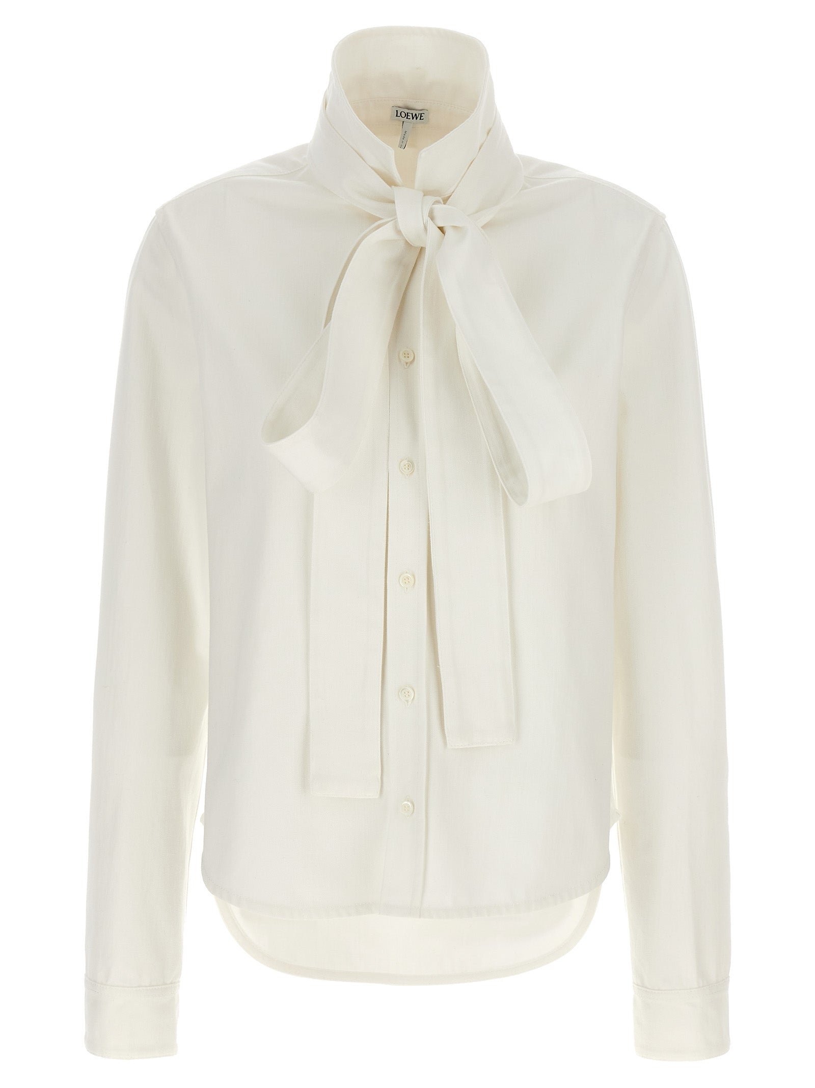 Loewe-Denim Bow Shirt Camicie Bianco-Donna