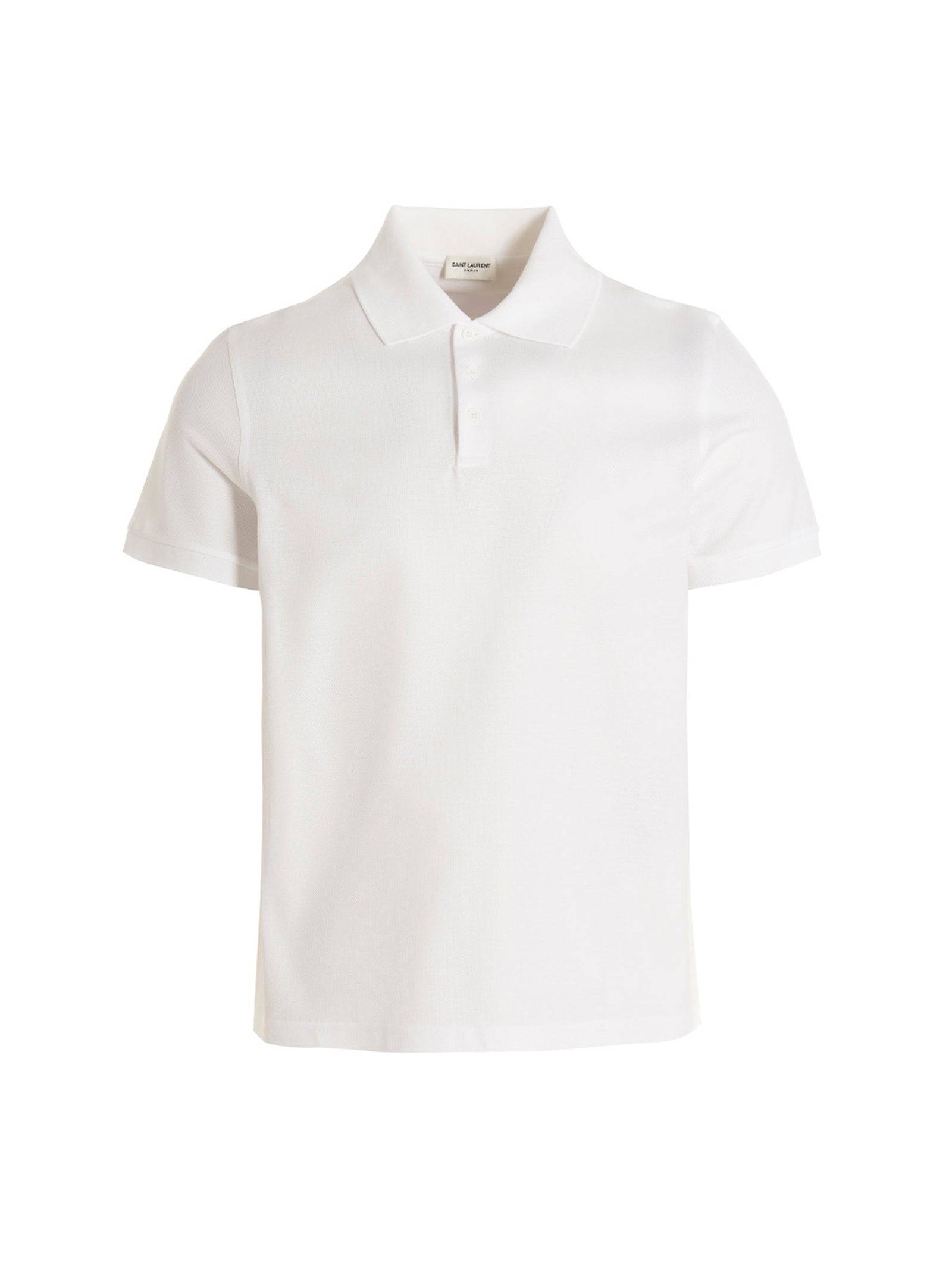 Saint Laurent-Ricamo Logo Polo Bianco-Uomo