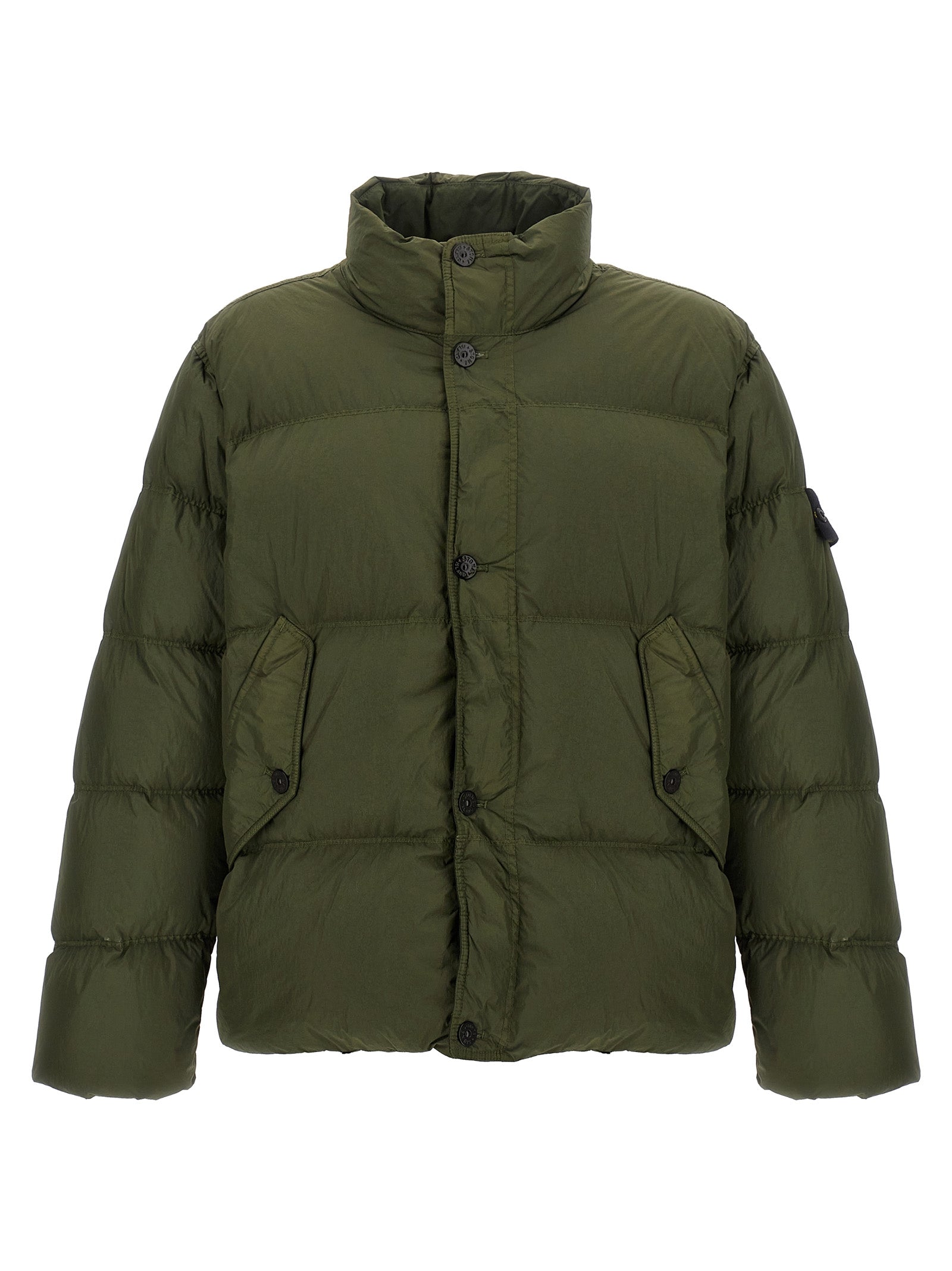 Stone Island-Garment Dyed Crinkle Reps R-Ny Down Giacche Verde-Uomo