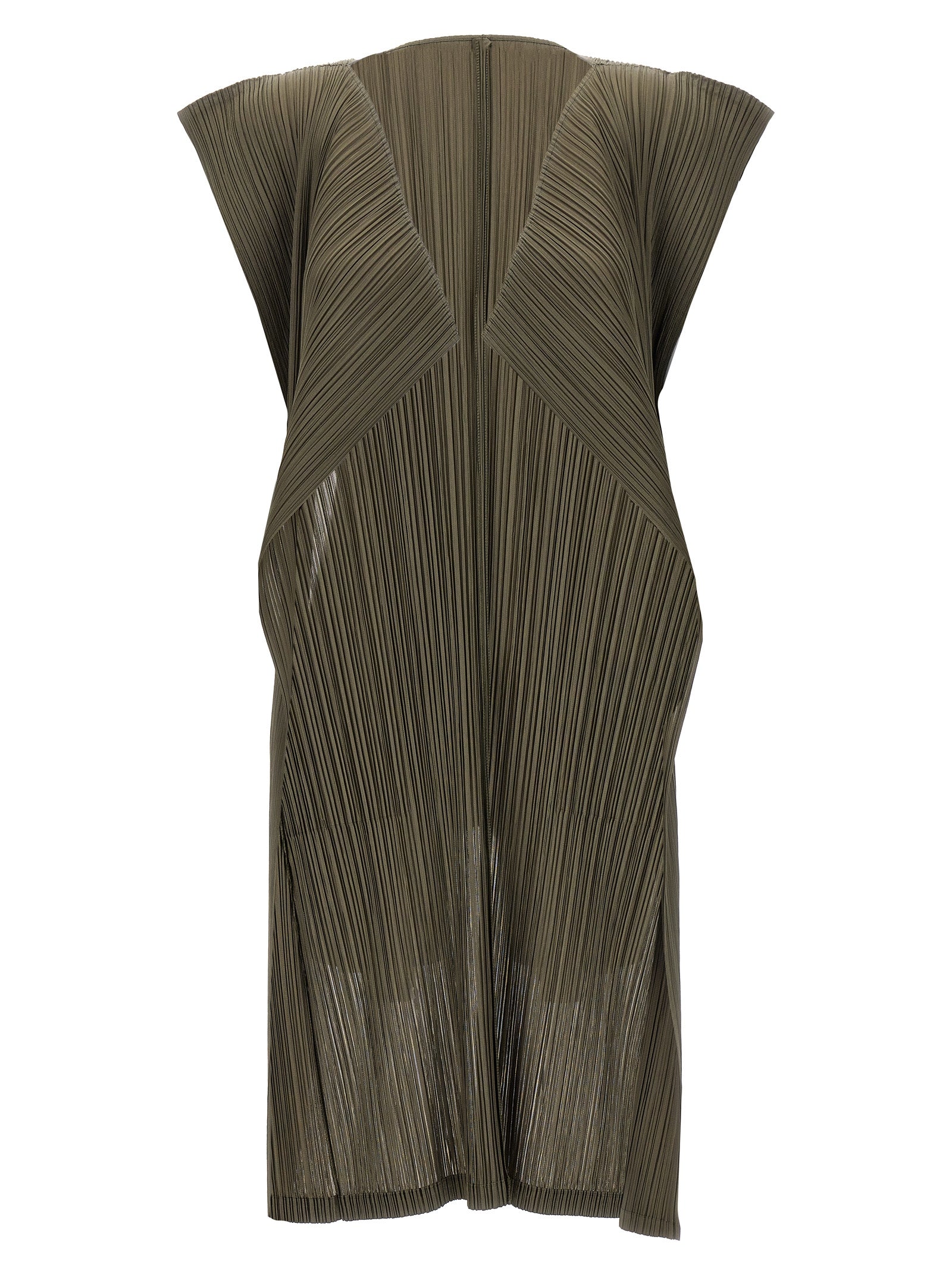 Pleats Please Issey Miyake-Pleated Vest Gilet Verde-Donna