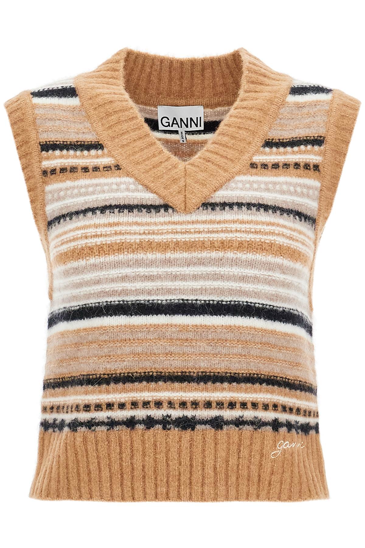 Ganni-Gilet In Maglia Soffice A Righe-Donna