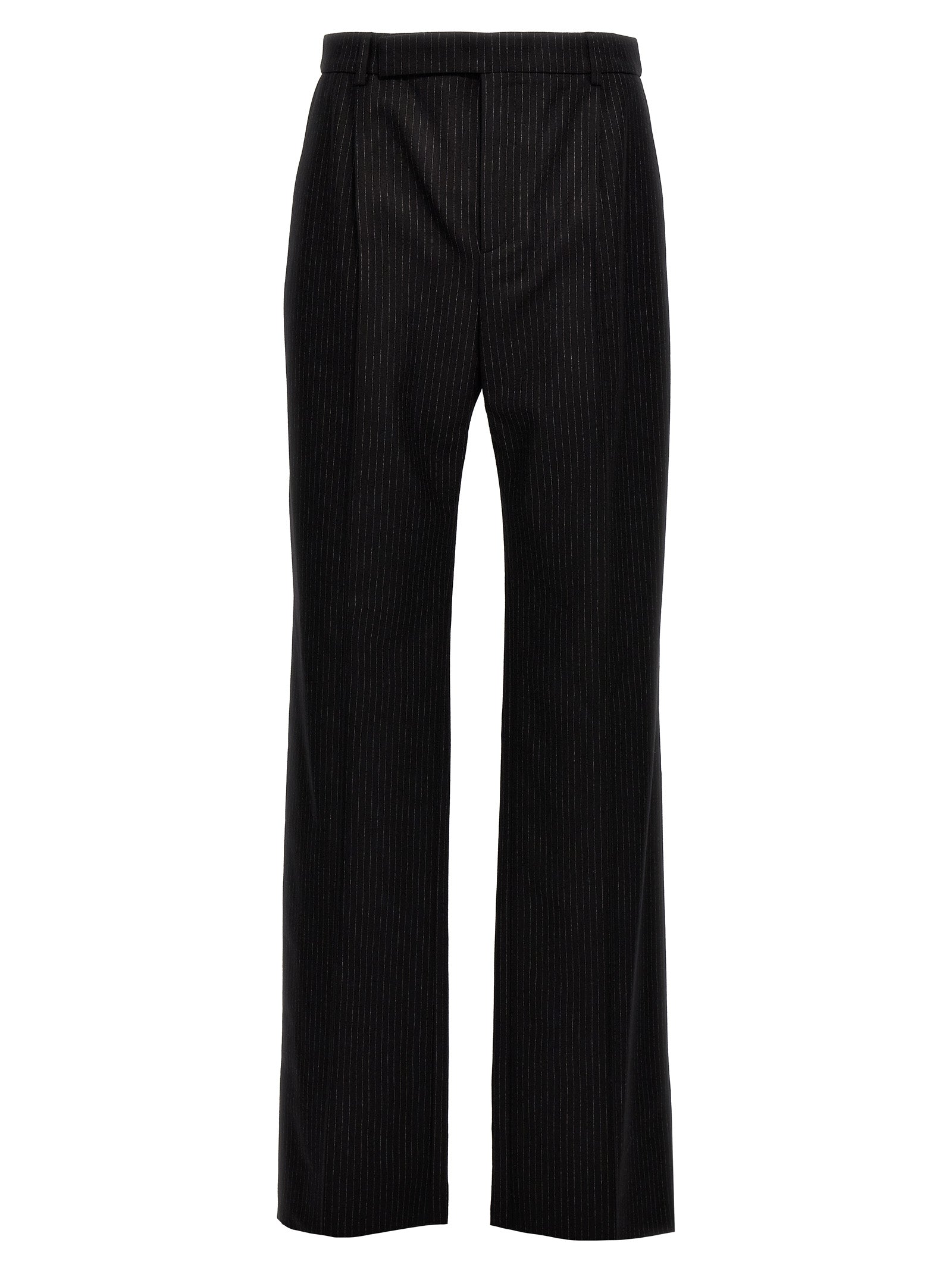 Saint Laurent-Pinstripe Pantaloni Nero-Uomo