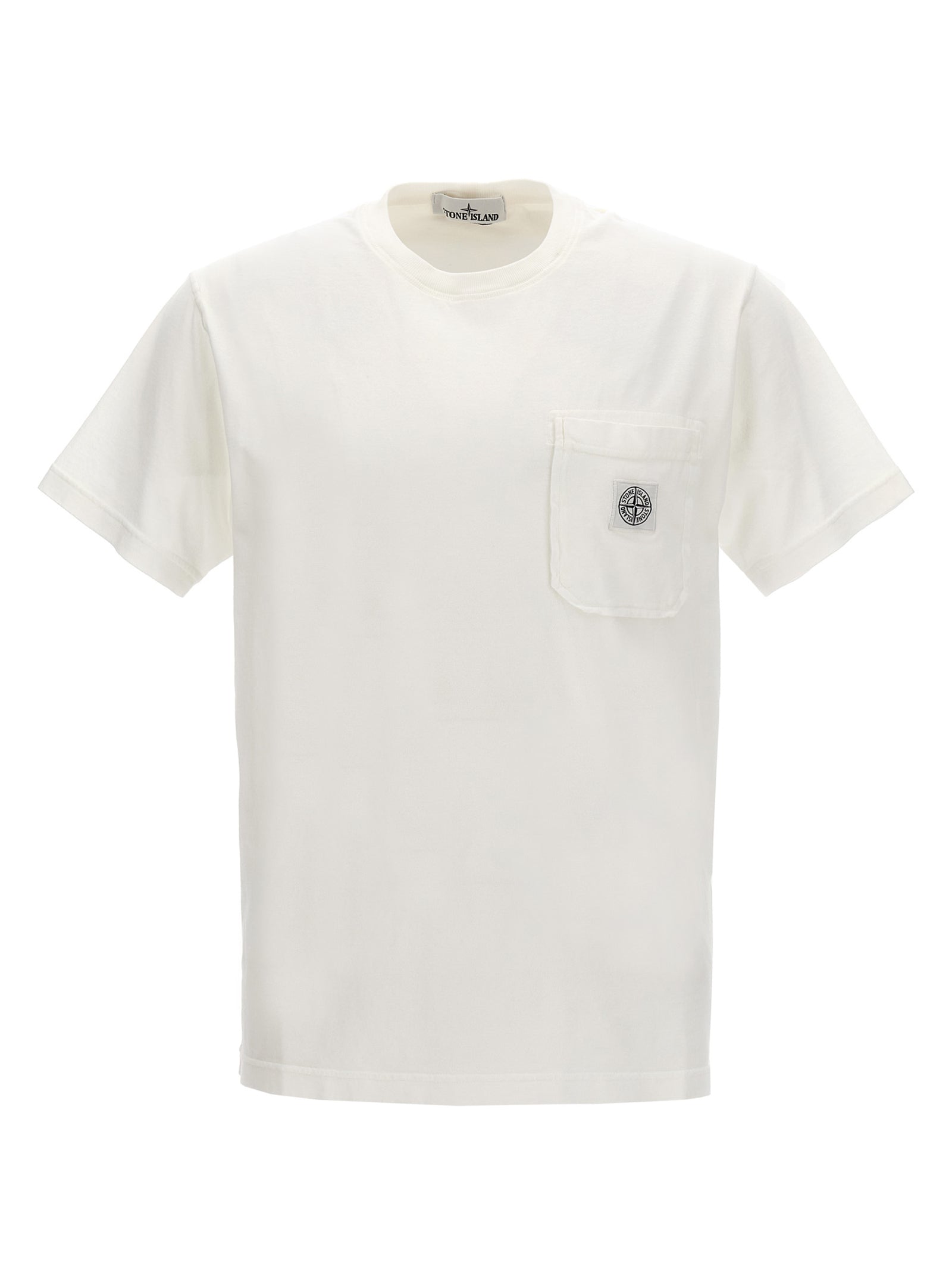 Stone Island-Logo T Shirt Bianco-Uomo