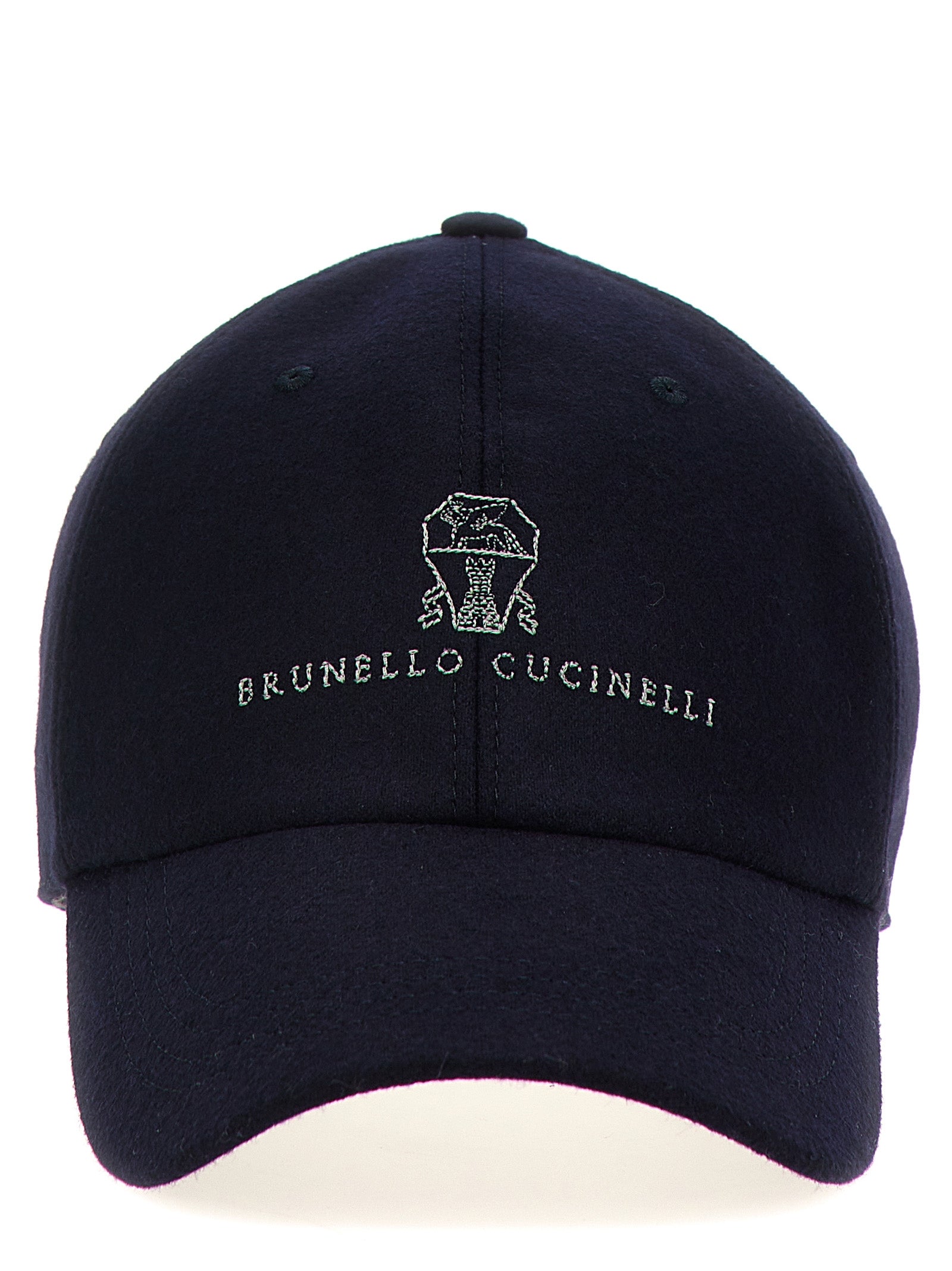 Brunello Cucinelli-Logo Embroidery Cap Cappelli Blu-Uomo