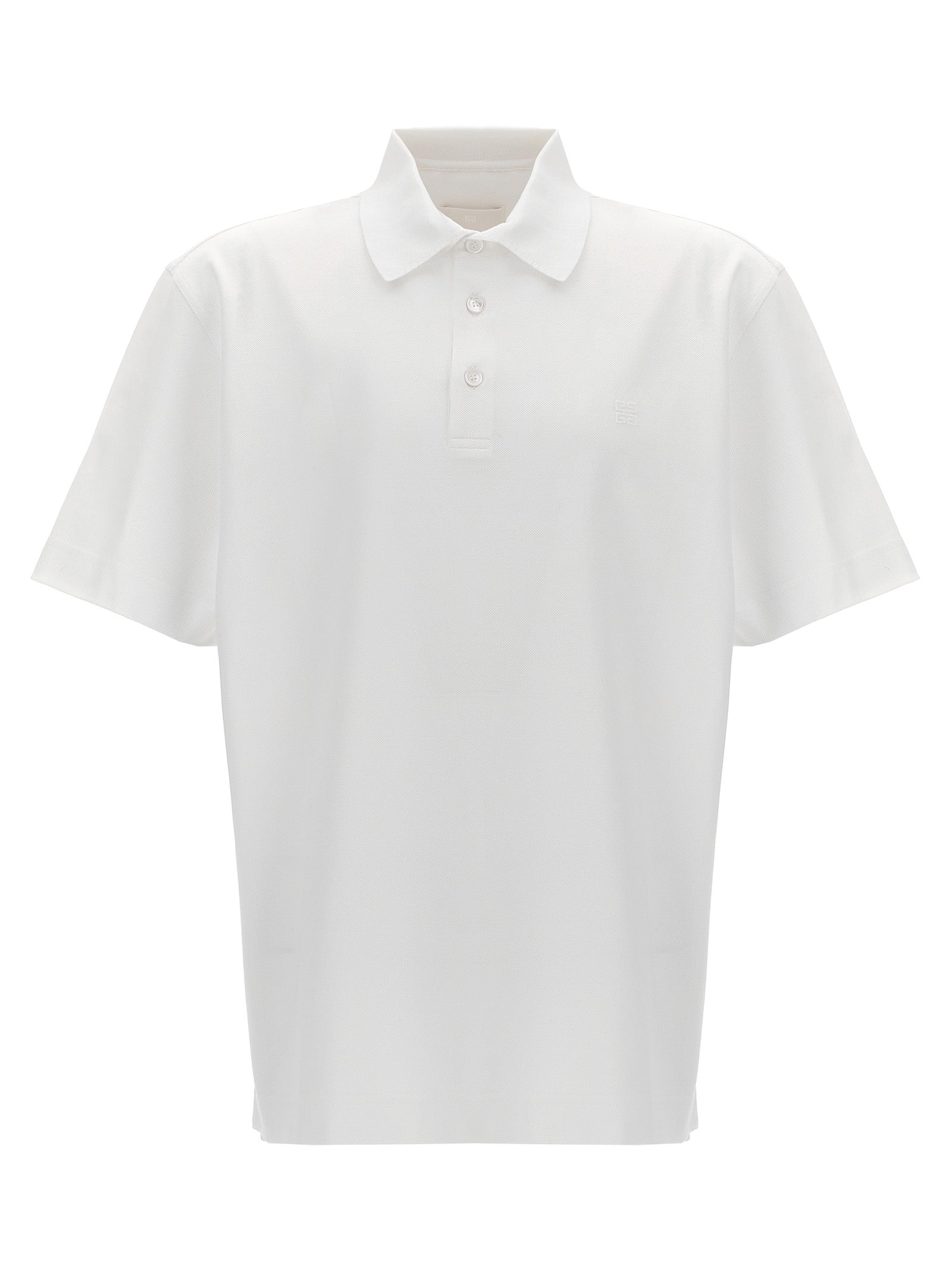 Givenchy-Logo Embroidery Shirt Polo Bianco-Uomo