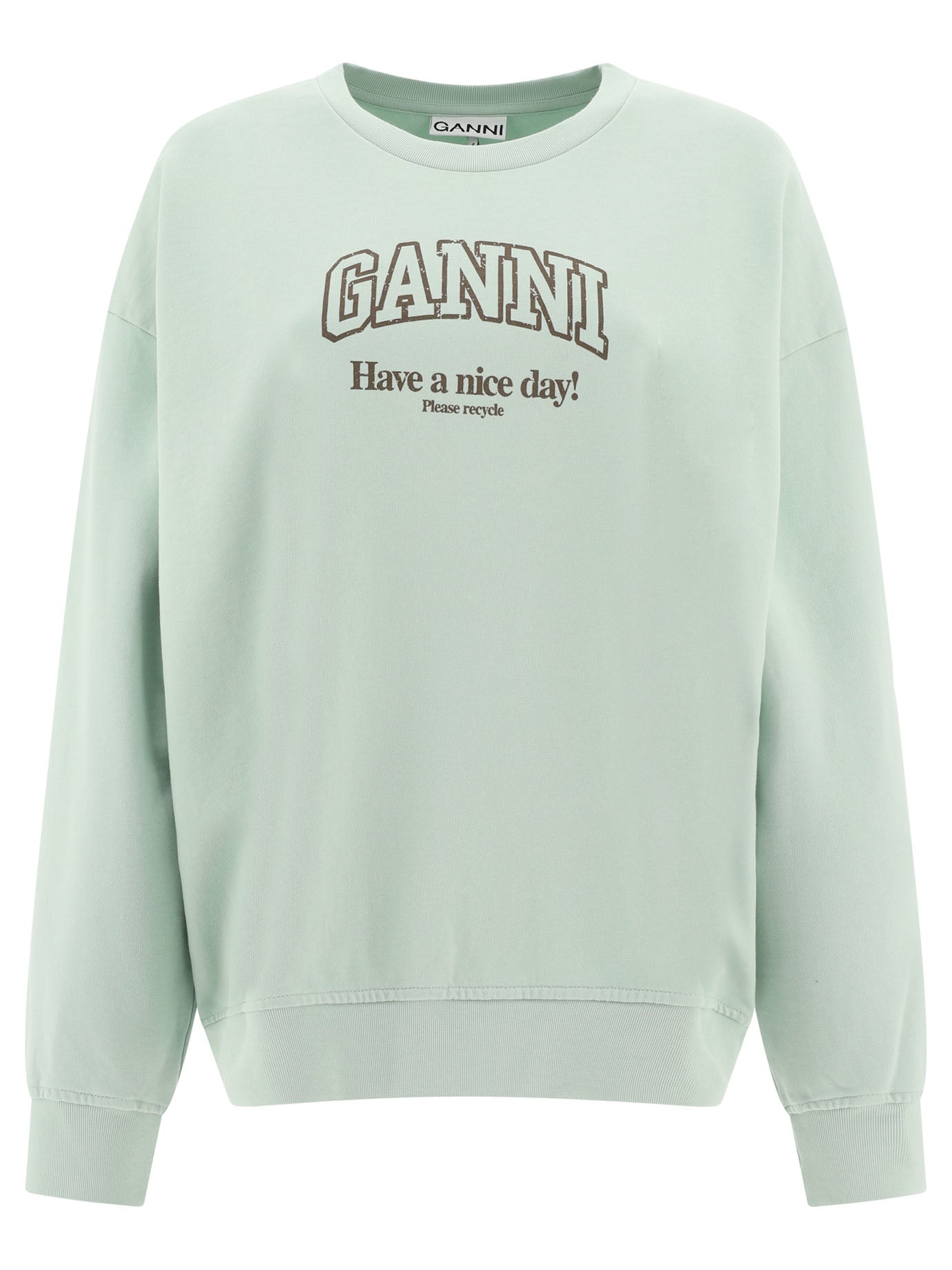 Ganni-Have A Nice Day! Sweatshirts Verde-Donna