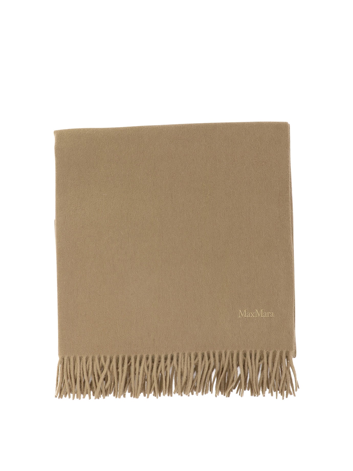 Max Mara-Cashmere Stole With Embroidery Scarves Marrone-Donna