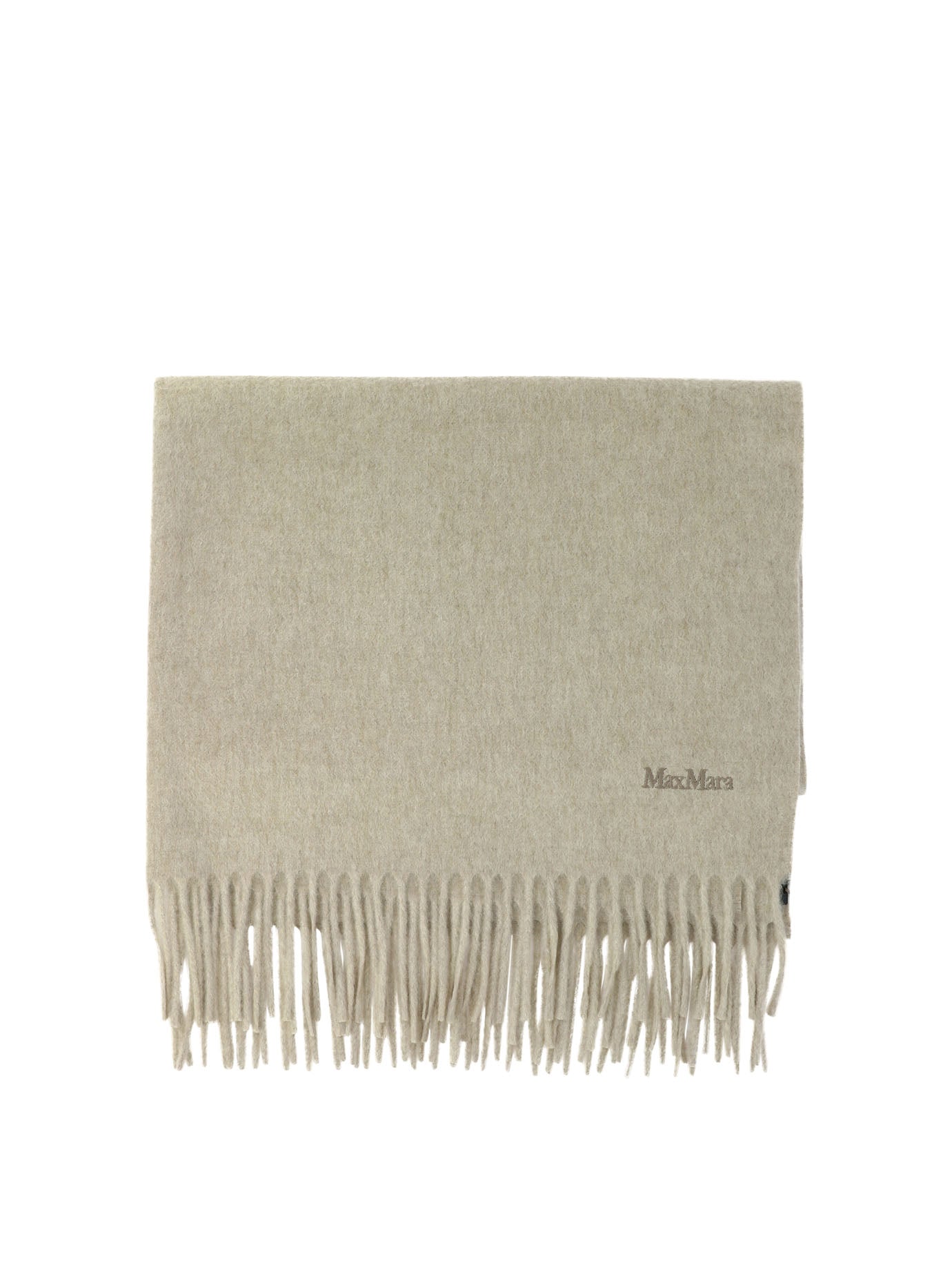 Max Mara-Cashmere Stole With Embroidery Scarves Beige-Donna