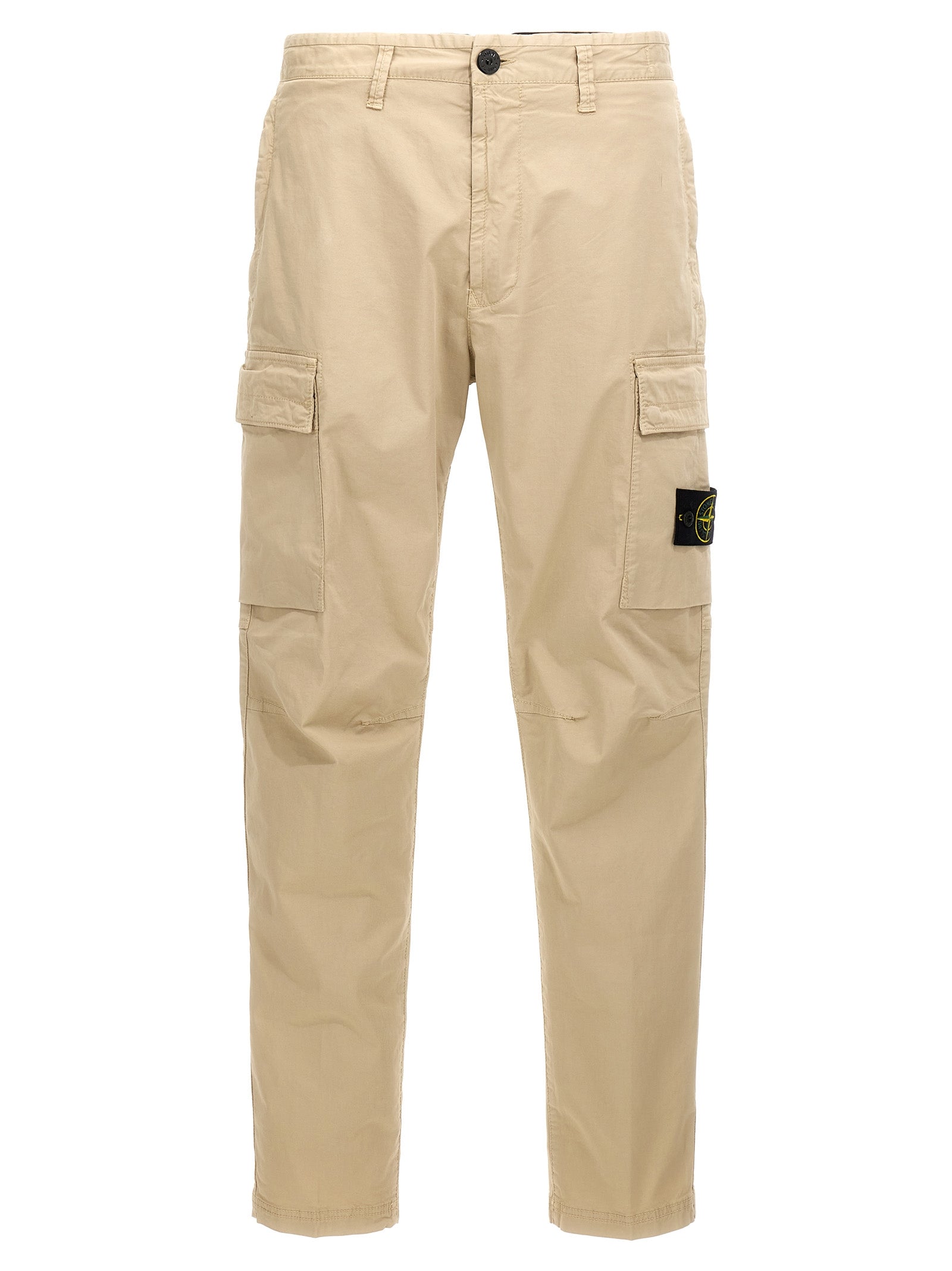 Stone Island-Logo Patch Cargo Pantaloni Beige-Uomo