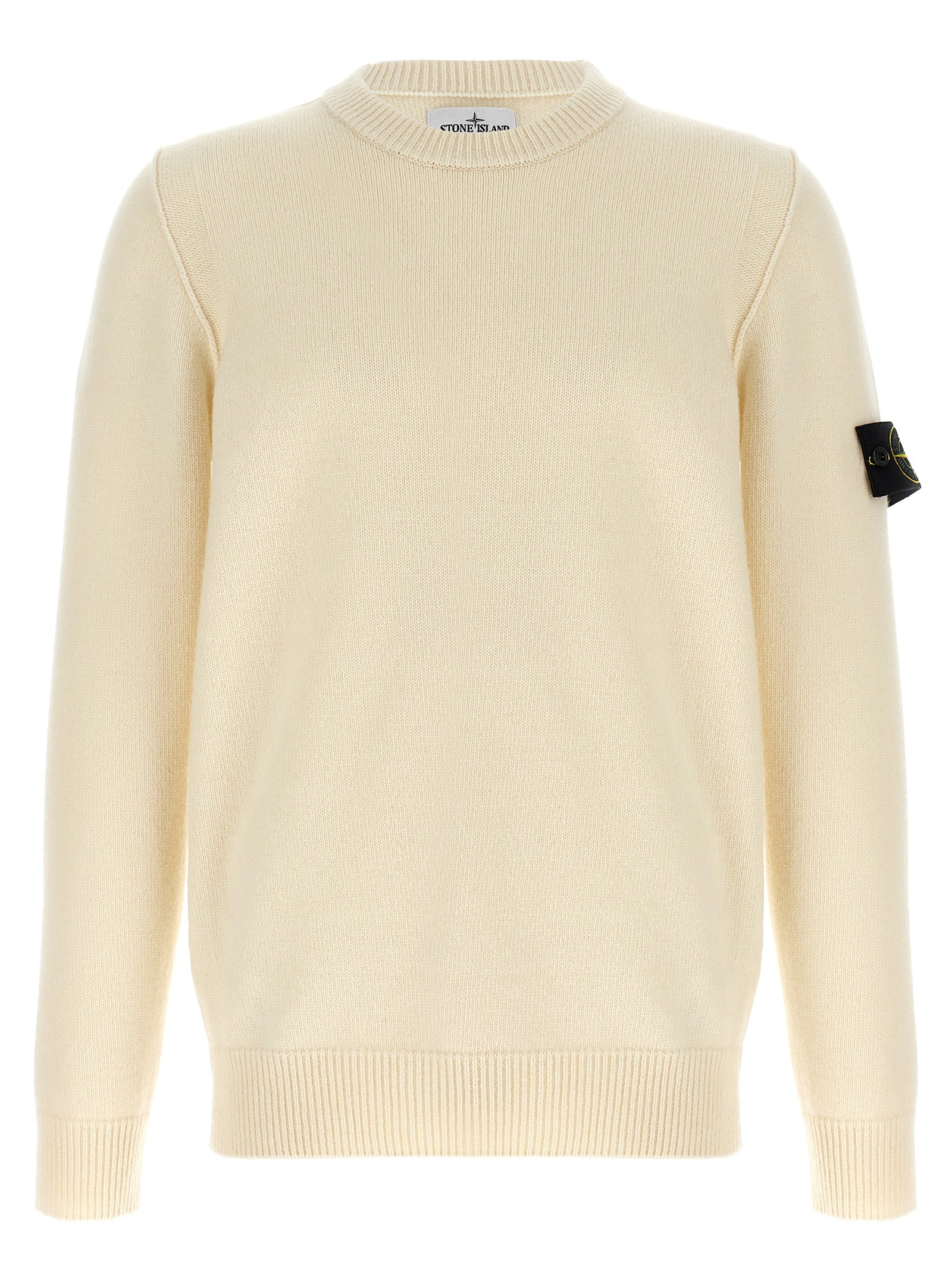 Stone Island-Logo Patch Sweater Maglioni Bianco-Uomo