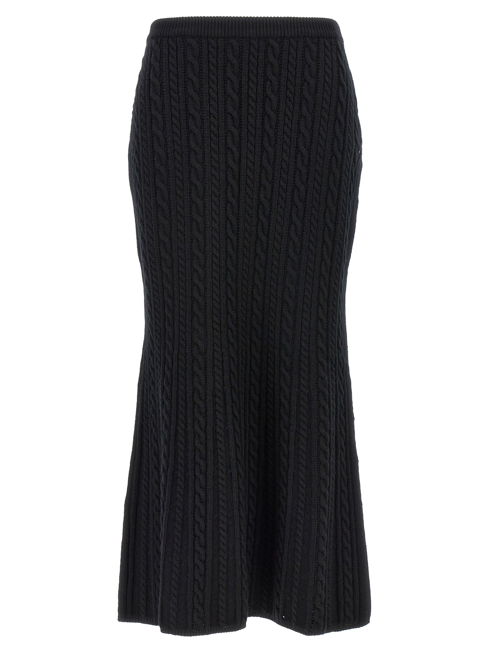 Alessandra Rich-Long Wool Skirt Gonne Nero-Donna