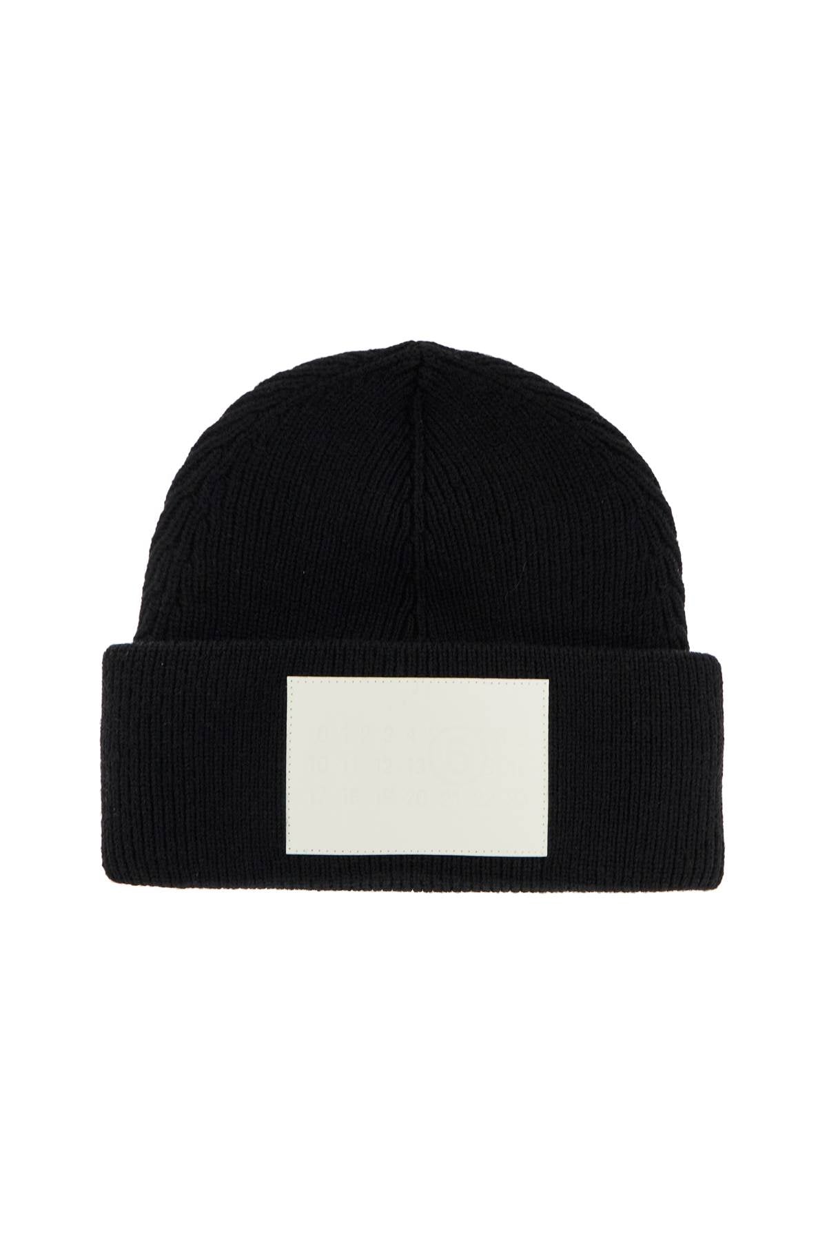 MM6 Maison Margiela-Cappello Beanie In Lana Con Maxi Patch Logo-Donna