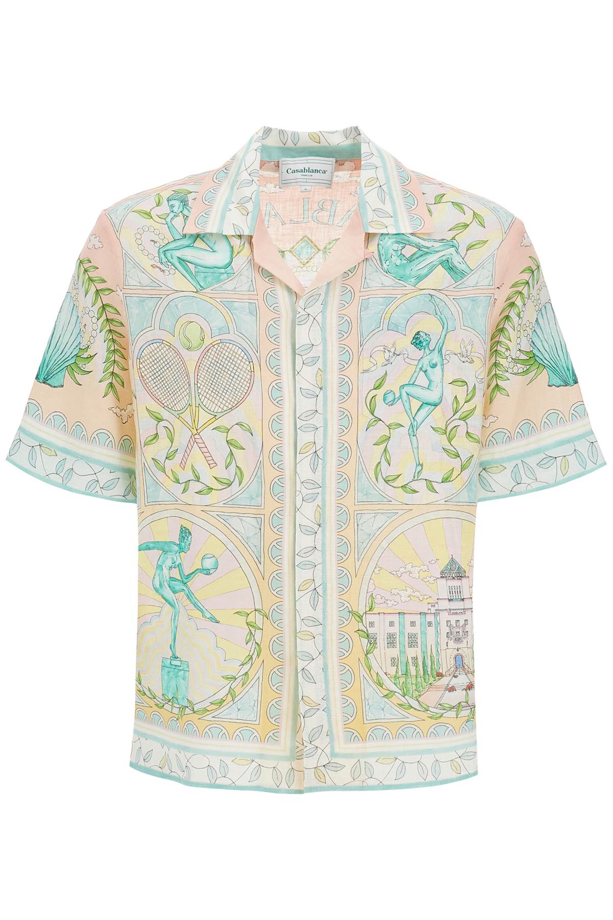 Casablanca-Camicia Maniche Corte Vase In Lino-Uomo