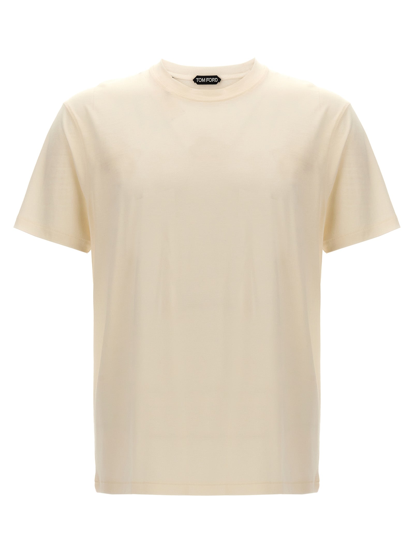 Tom Ford-Lyocell Blend T Shirt Bianco-Uomo