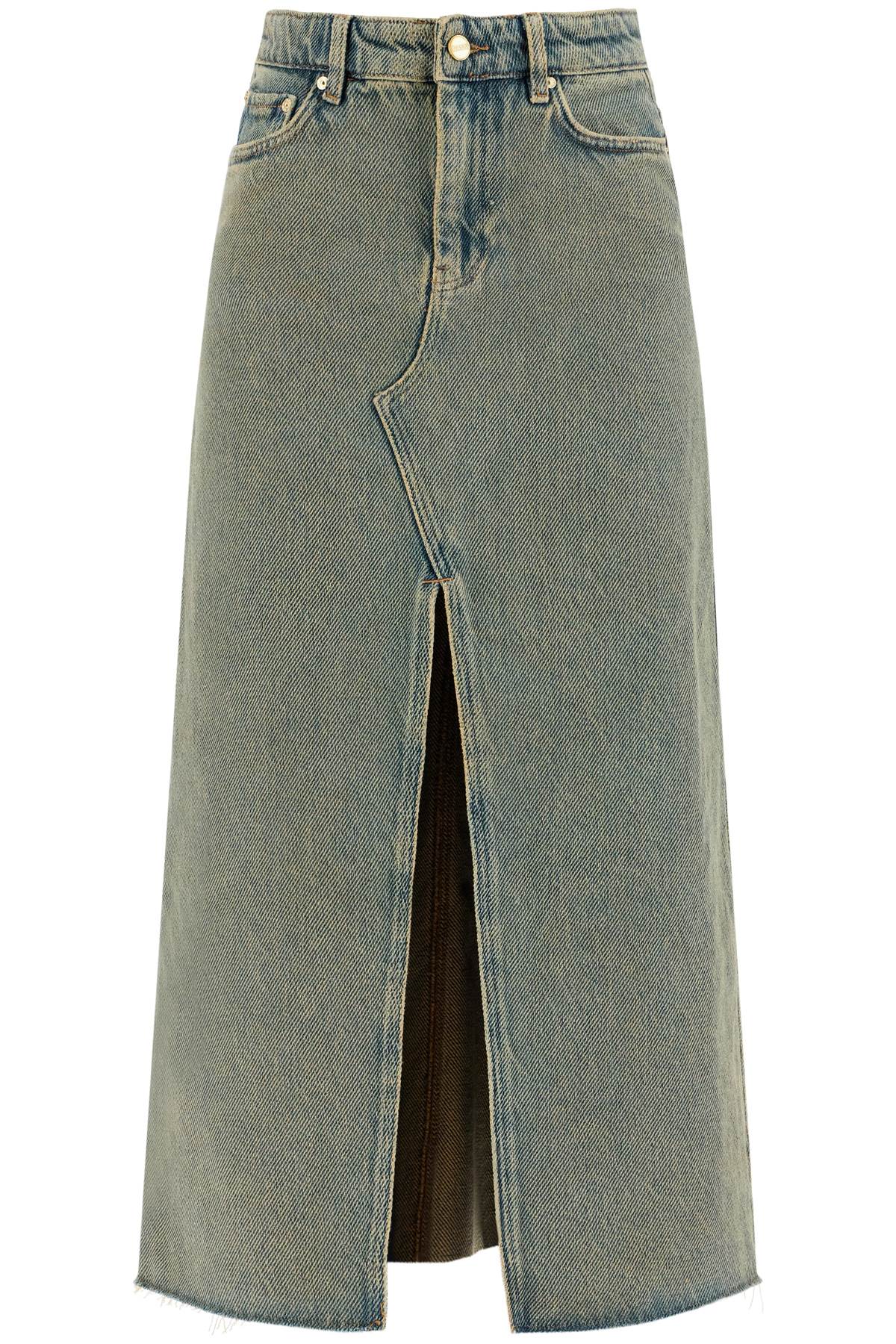 Ganni-Gonna Lunga In Denim Overdyed-Donna