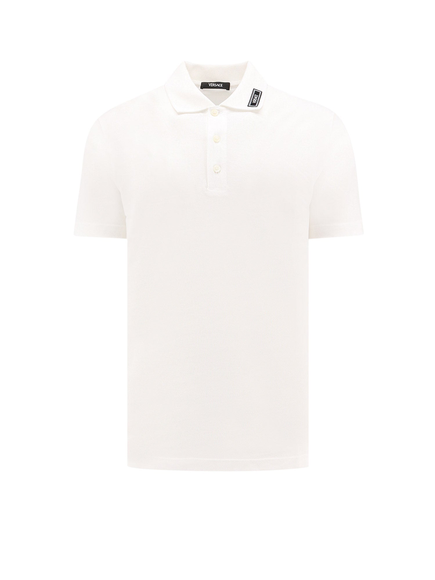 Versace-Maglia polo in cotone con etichetta logata-Uomo