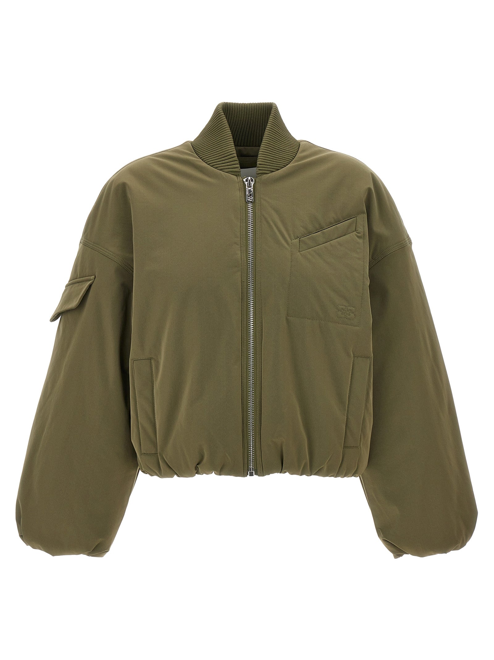 Ganni-Nylon Bomber Jacket Giacche Verde-Donna