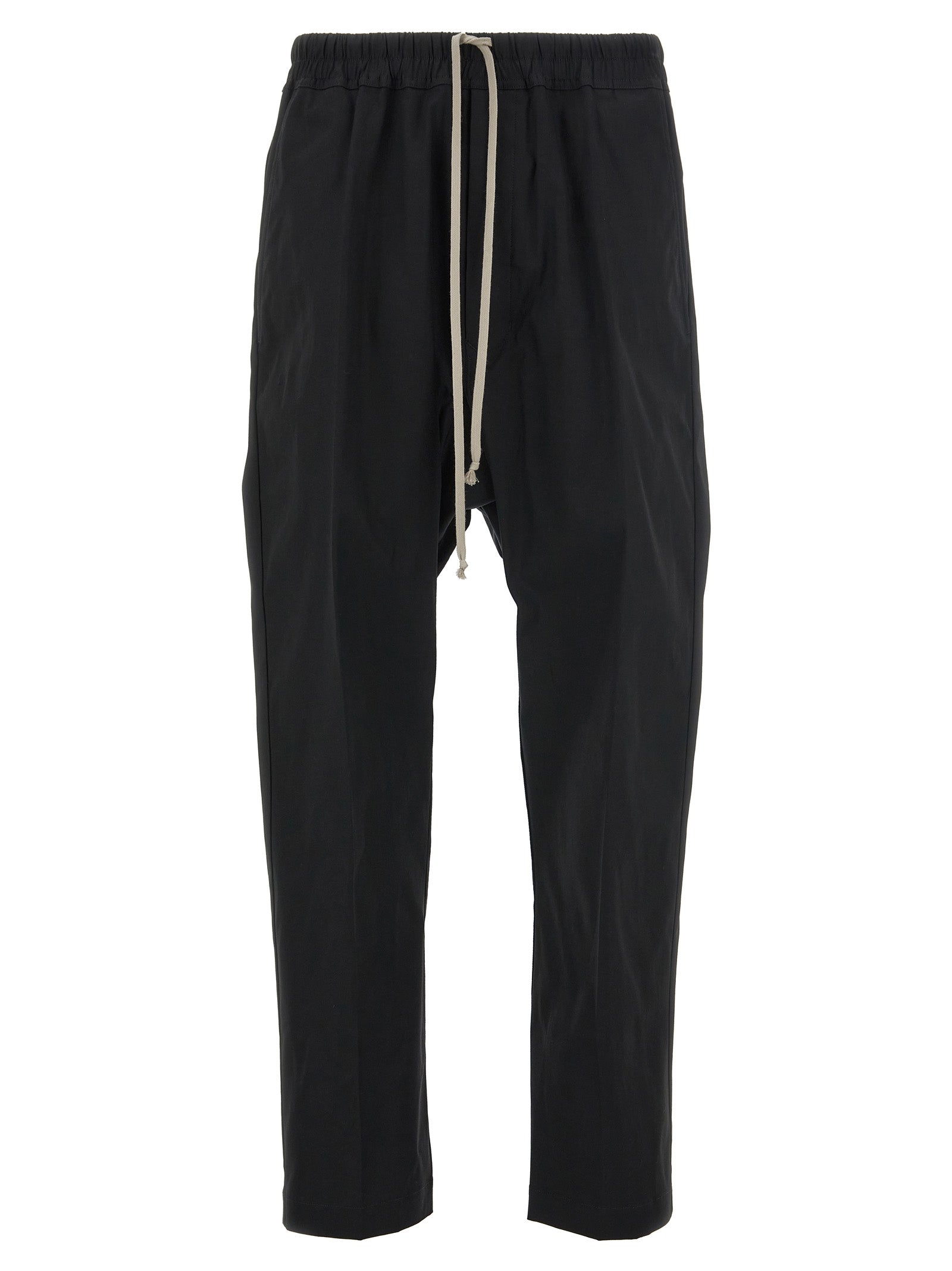 Rick Owens-Drawstring Long Pantaloni Nero-Uomo