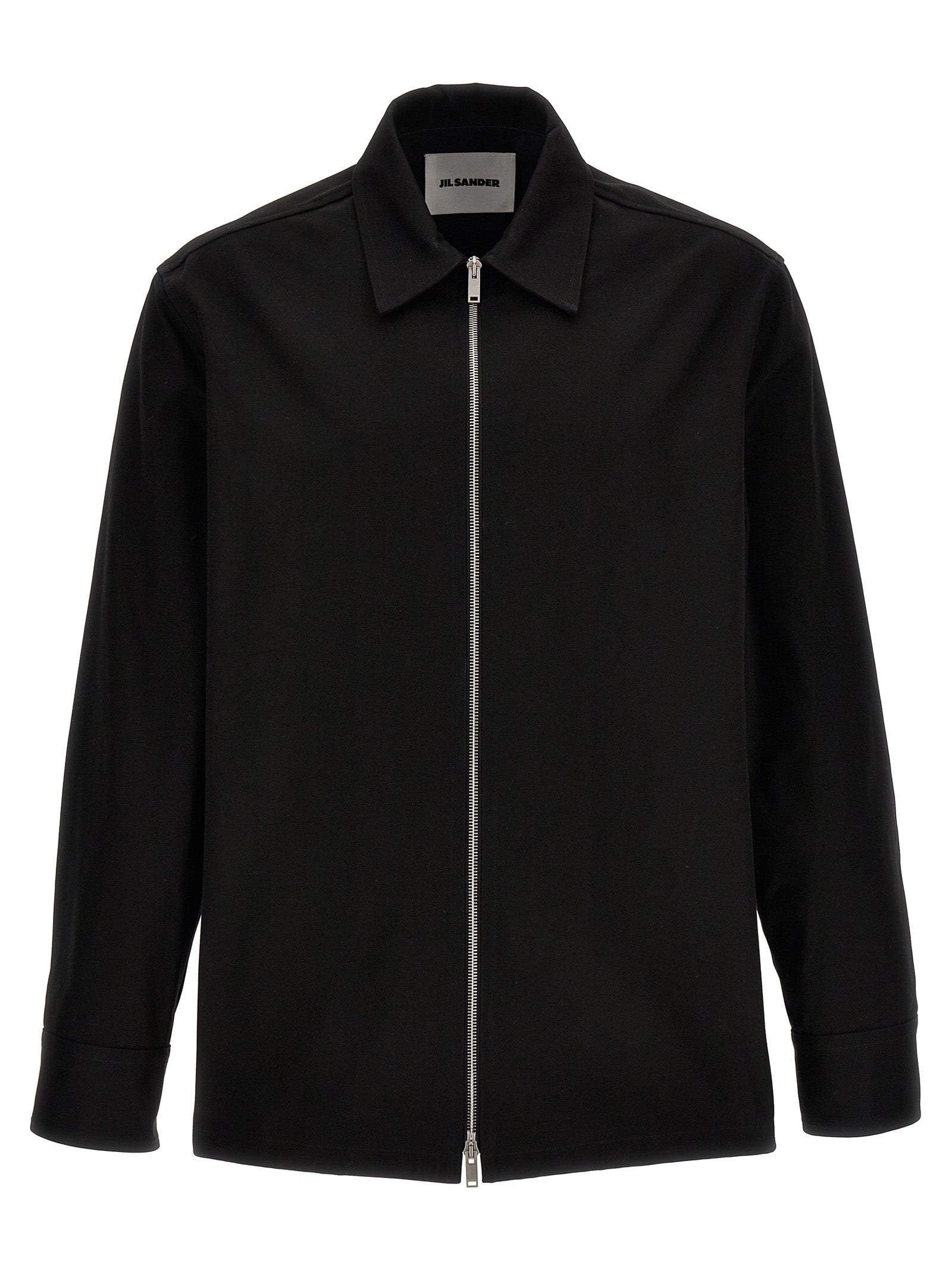 Jil Sander-Gabardine Shirt Camicie Nero-Uomo