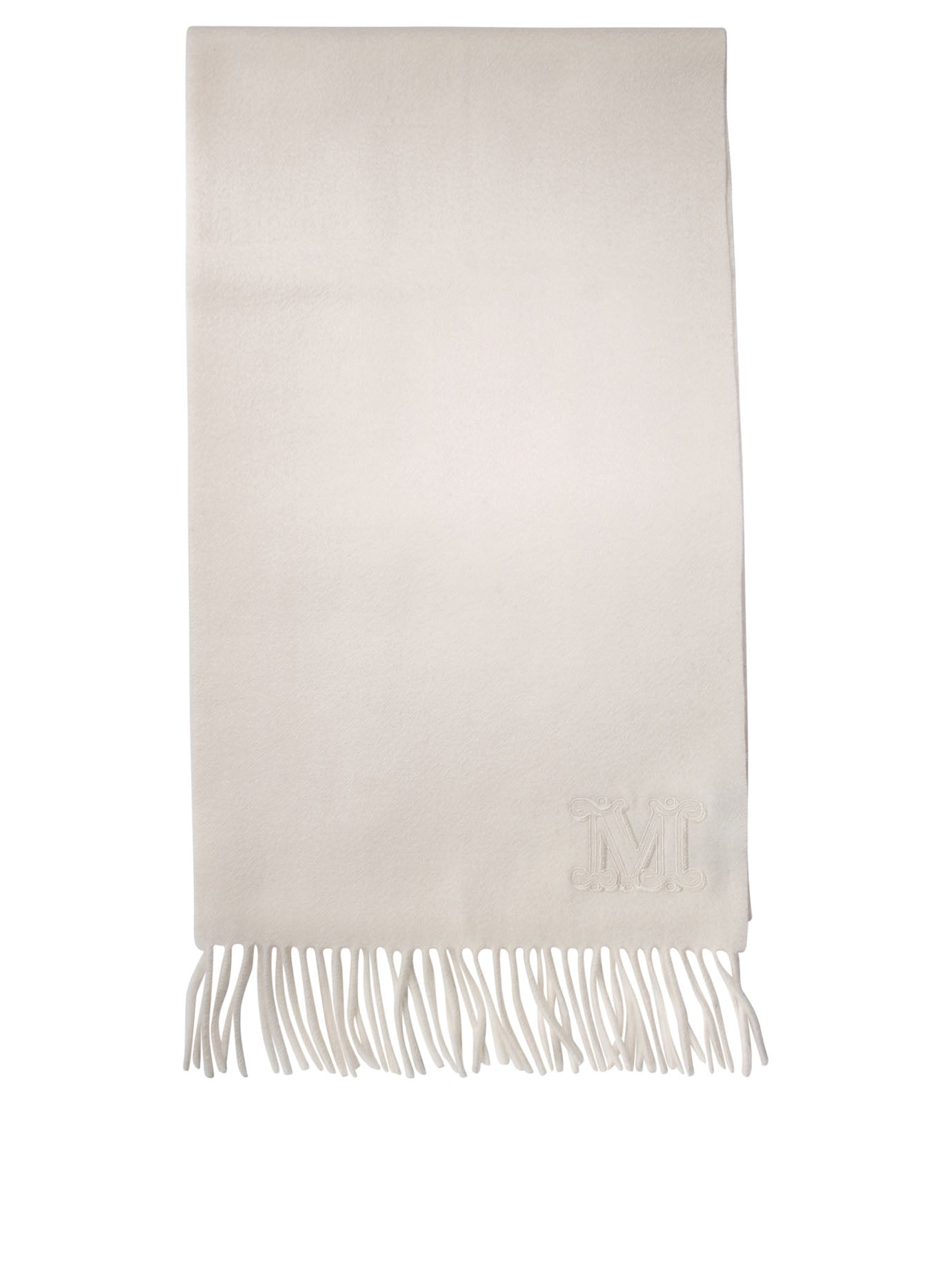 Max Mara-Cashmere Stole With Embroidery Scarves Bianco-Donna