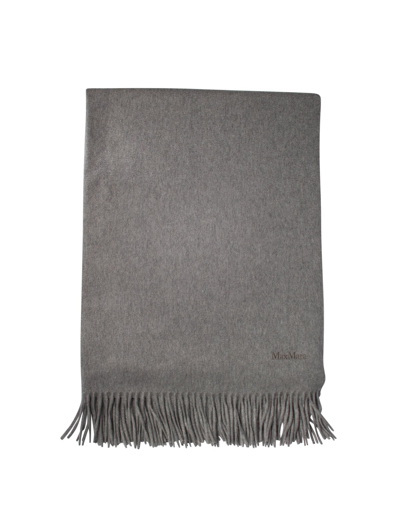 Max Mara-Cashmere Stole With Embroidery Scarves Grey-Donna