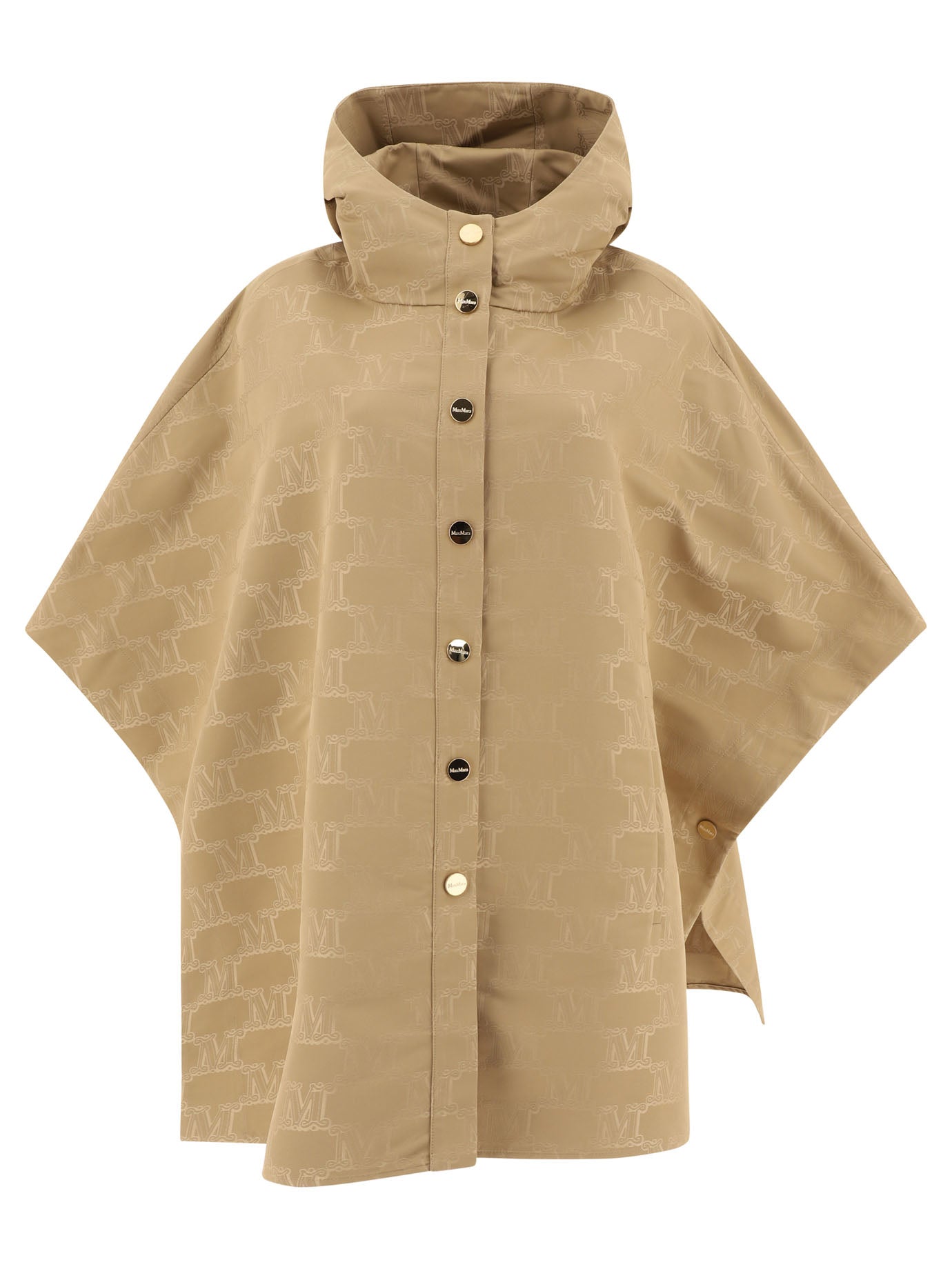 Max Mara-Water-Repellent Jacquard Cape Coats Beige-Donna