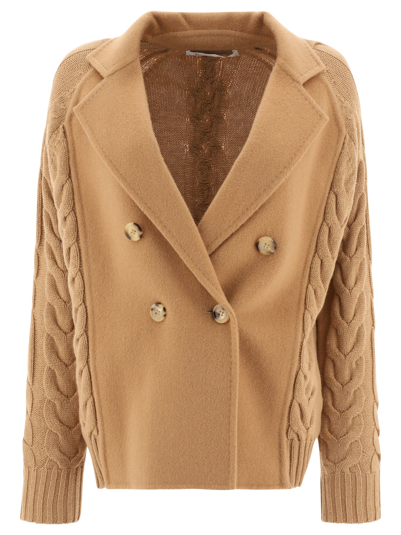 Max Mara-Wool And Cashmere Caban Coats Beige-Donna